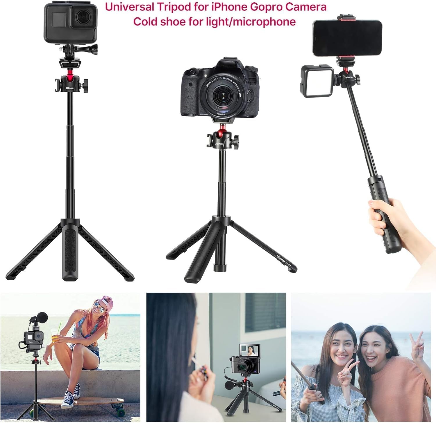 Detalle 2 de ULANZI MT-16 : mini trépied extensible avec tête sphérique 360° pour vlogging