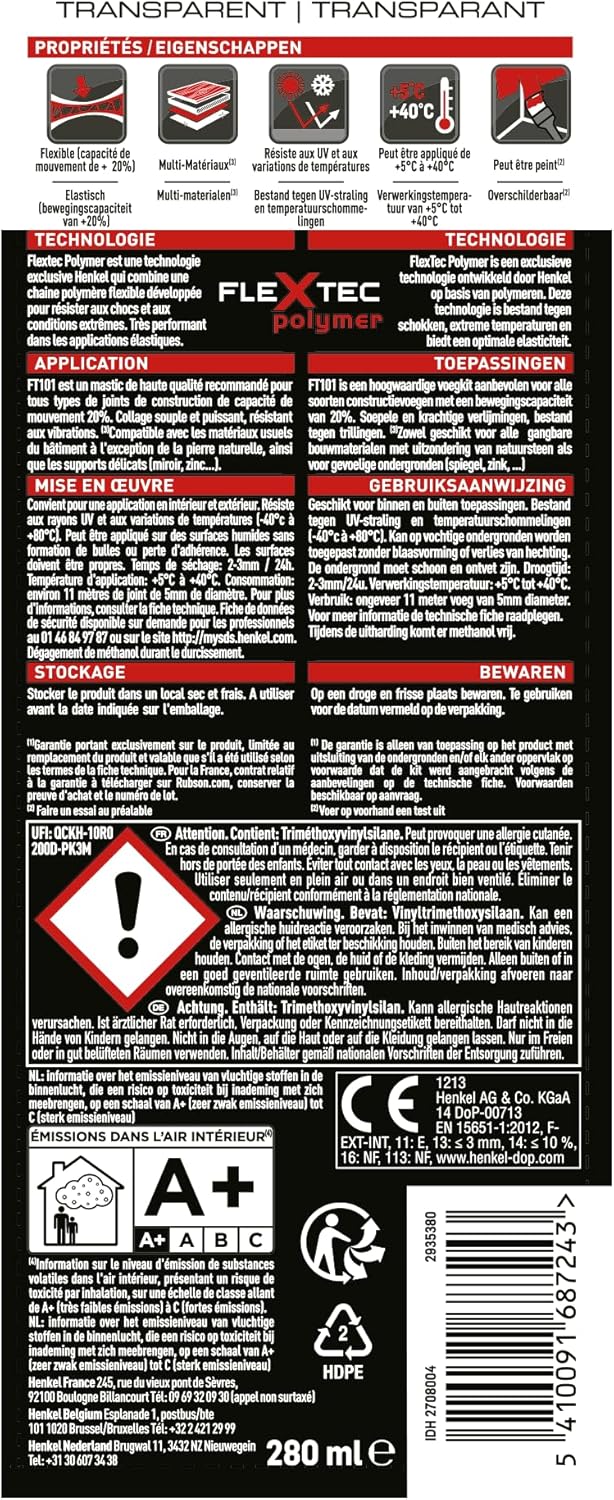 Thumbnail 1 de Rubson Mastic FT 101 Joint Fissure & Colle – cartouche 280 ml, multimatériaux et étanche