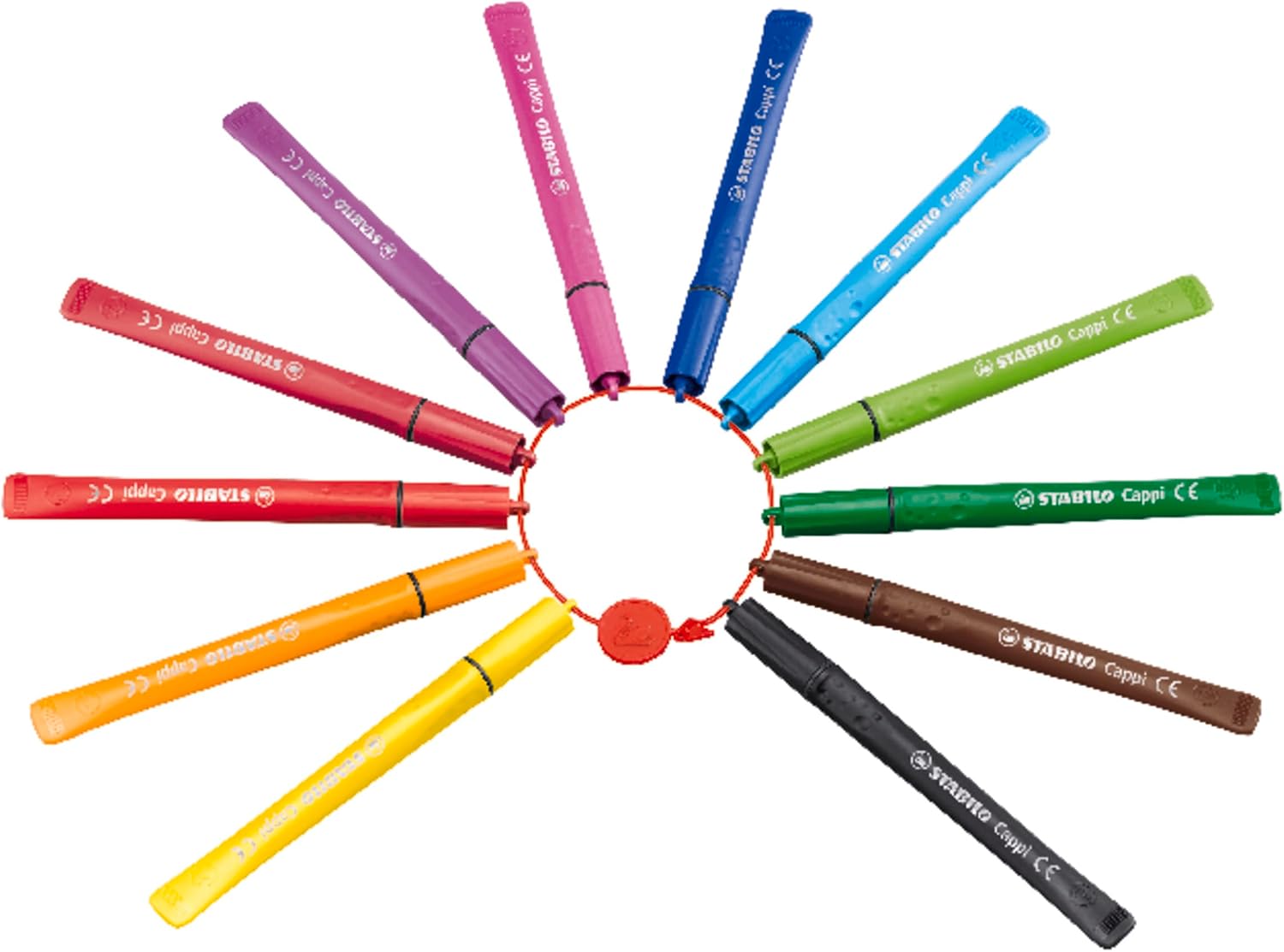 Detalle de STABILO Cappi Filzstift 24er Pack – Kappenring, Dreikant-Griff & auswaschbare Tinte