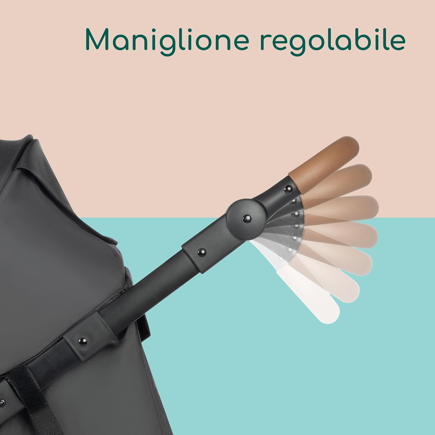 Detalle de Bebeconfort Cloudy – Passeggino 3 Ruote con Ruote Grandi, reclinabile e pieghevole, 0–4 anni, Mineral Graphite