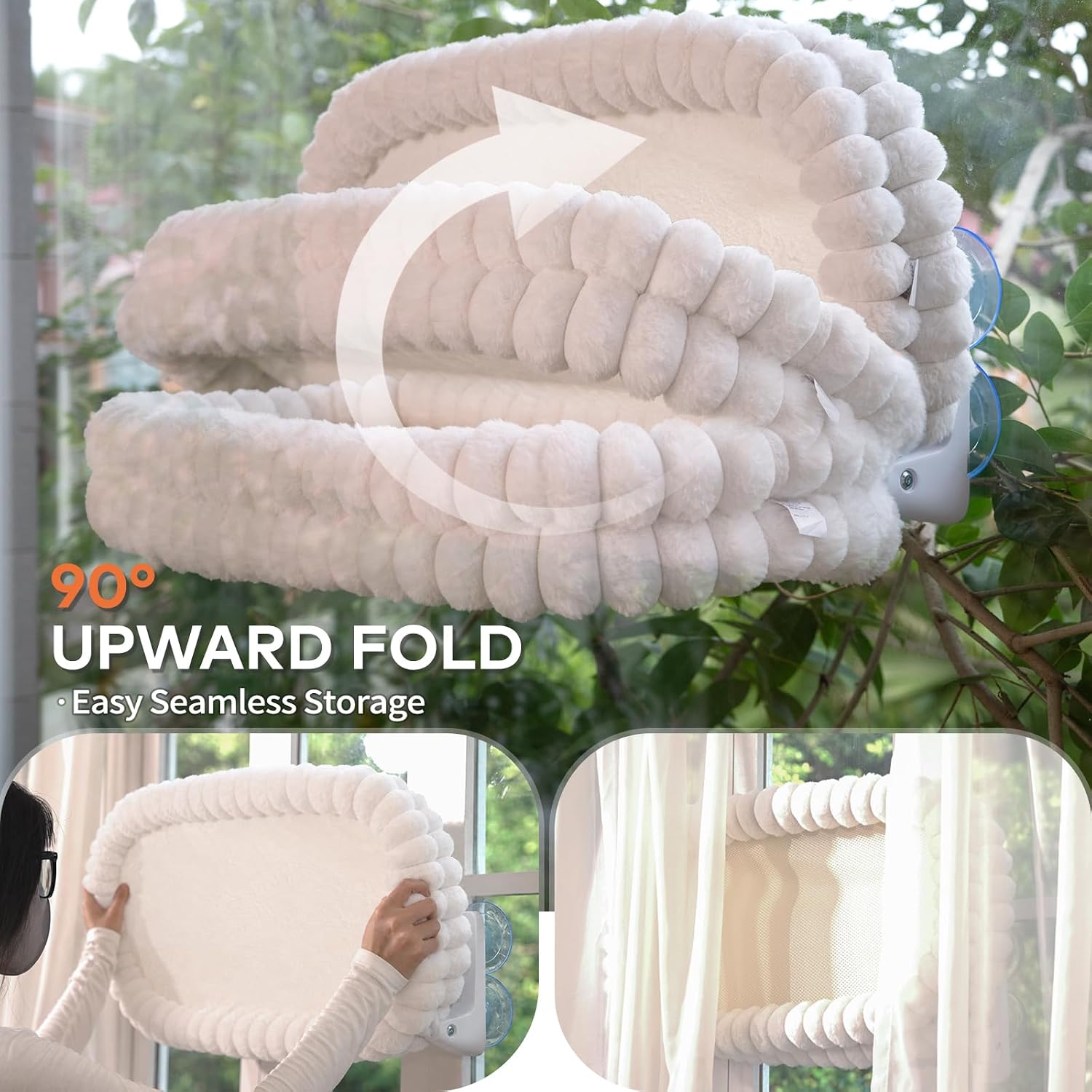 Detalle 2 de CHEERPALS B00802L Cloud Cat Window Perch, Large Reversible Washable Cushion