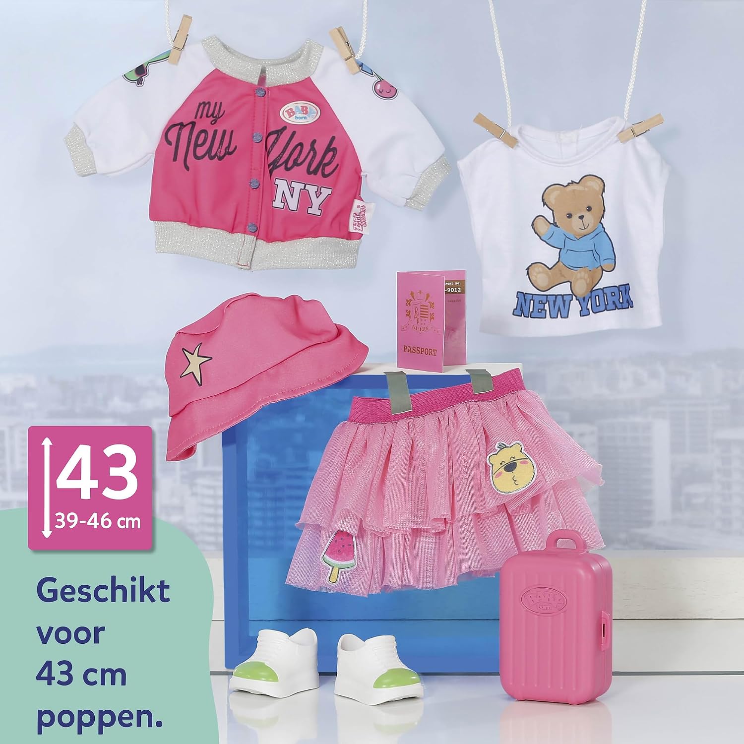 Thumbnail 6 de BABY born Reisoutfit voor poppen van 43 cm met jurk en reisaccessoires