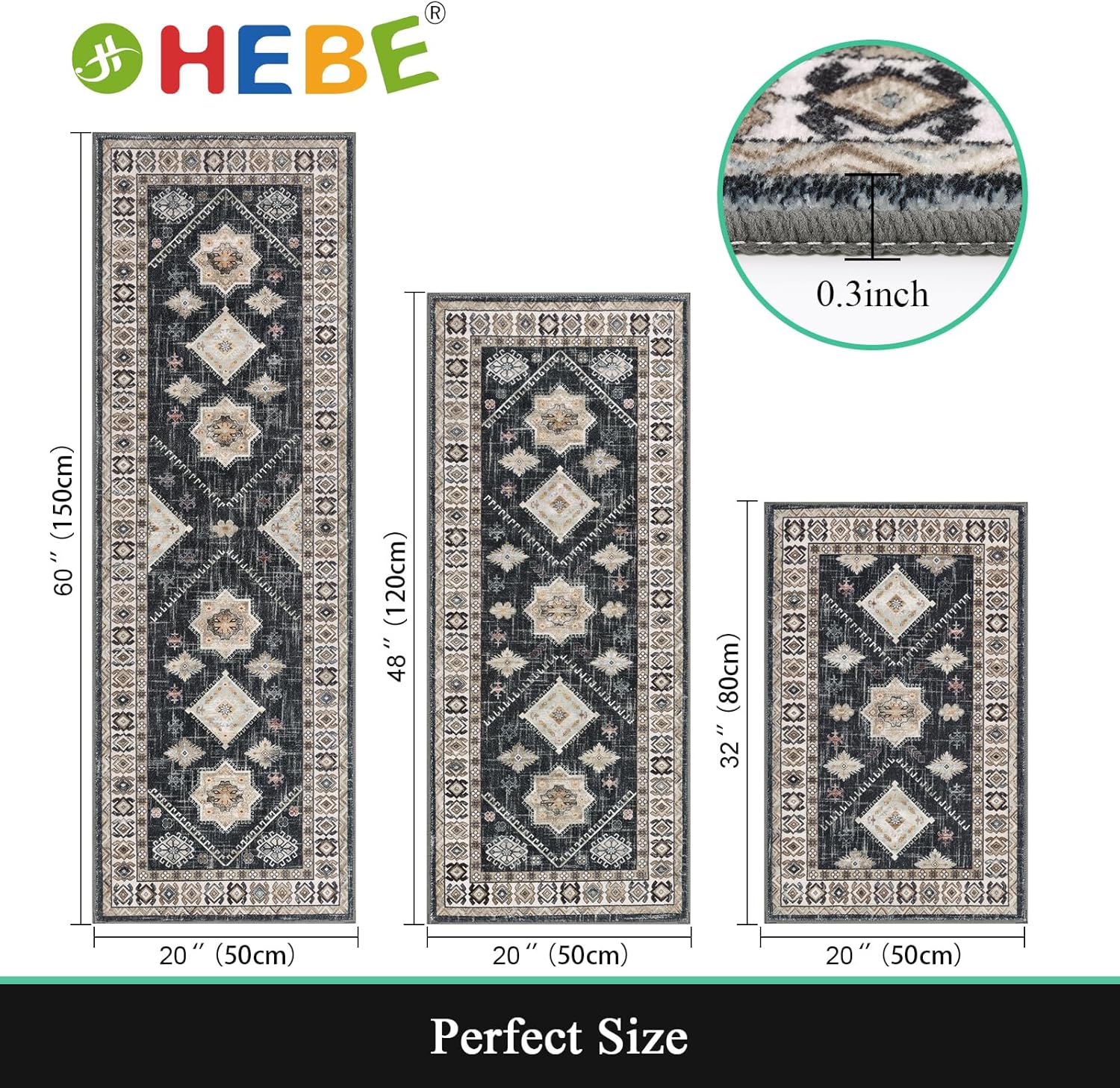Thumbnail 1 de HEBE Boho Kitchen Rug Set 3-piece 🏠