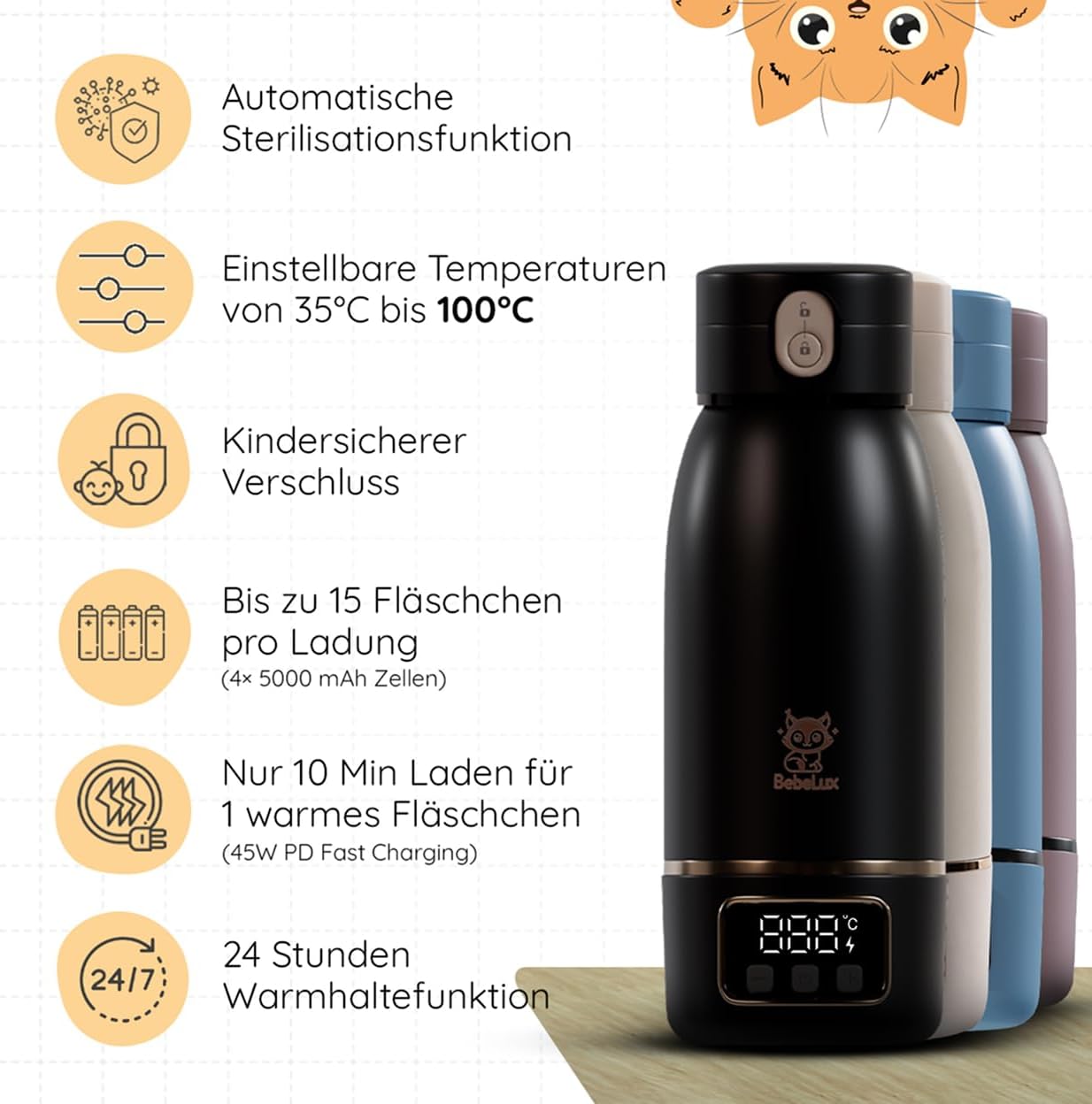 Thumbnail 3 de BEBELUX V2 Lux Mommy Kit Babyflaschenwärmer 15 Flaschen