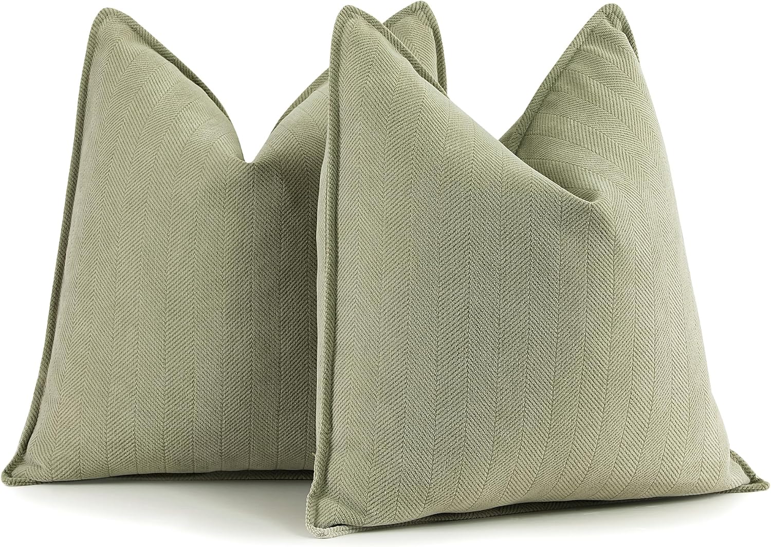 ZWJD Salbei Grün Kissenbezug Set 55x55 (2-teilig) aus Chenille
