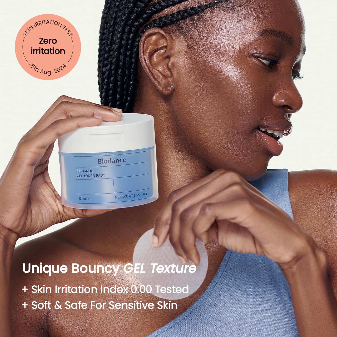 Detalle de Biodance Cera-nol Gel Toner Pads – Beruhigende Feuchtigkeitspflege mit Hyaluronsäure & Ceramiden