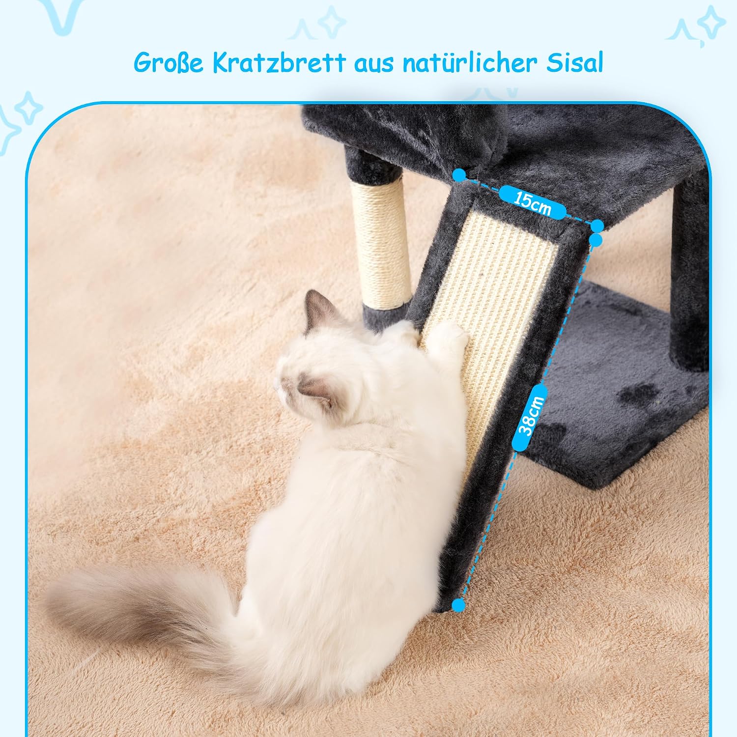 Detalle de Hey-brother Kratzbaum 108 cm – mehrstöckiger Indoor-Katzenbaum für Kätzchen