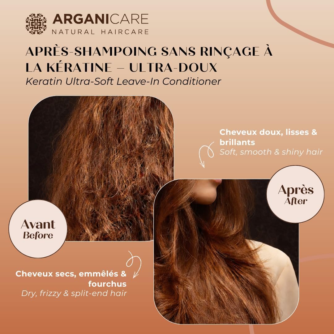 Detalle de Arganicare AGN024 leave-in-kräm för lockigt hår med keratin, 400 ml