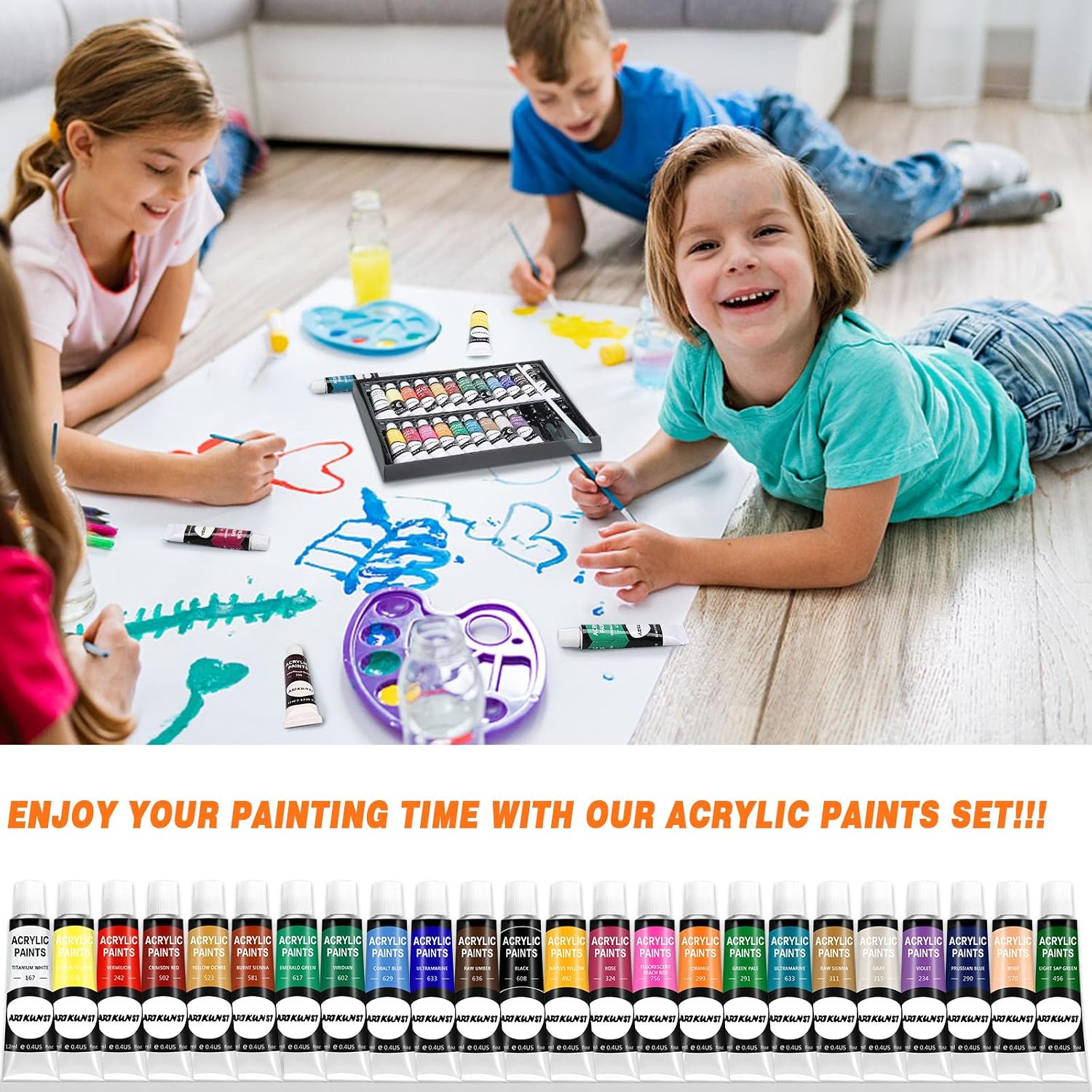 Thumbnail 6 de Acrylic Paint Set 24 Colours with 10 Brushes