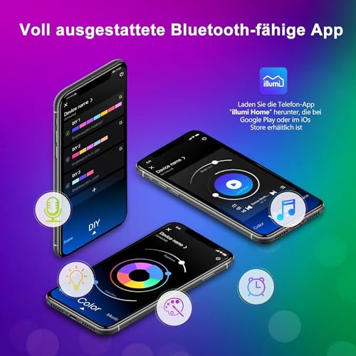 Detalle de Mexllex Ruban LED 15M RGB – Bande LED Bluetooth, Télécommande IR et APP, éclairage décoratif performant