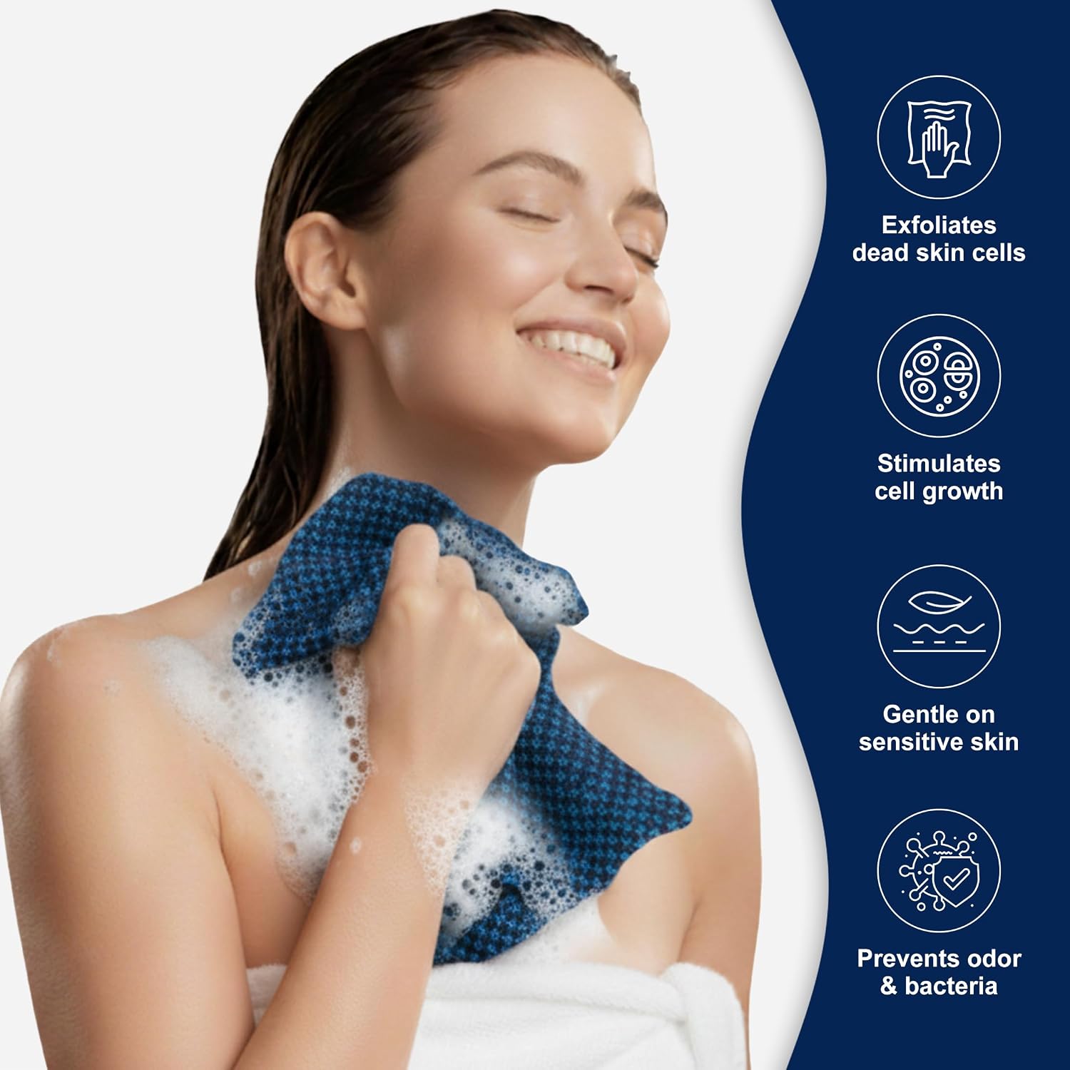 Detalle 2 de Yiclick Dual-Textured Exfoliating Washcloth Towel with Polyester and Microfiber