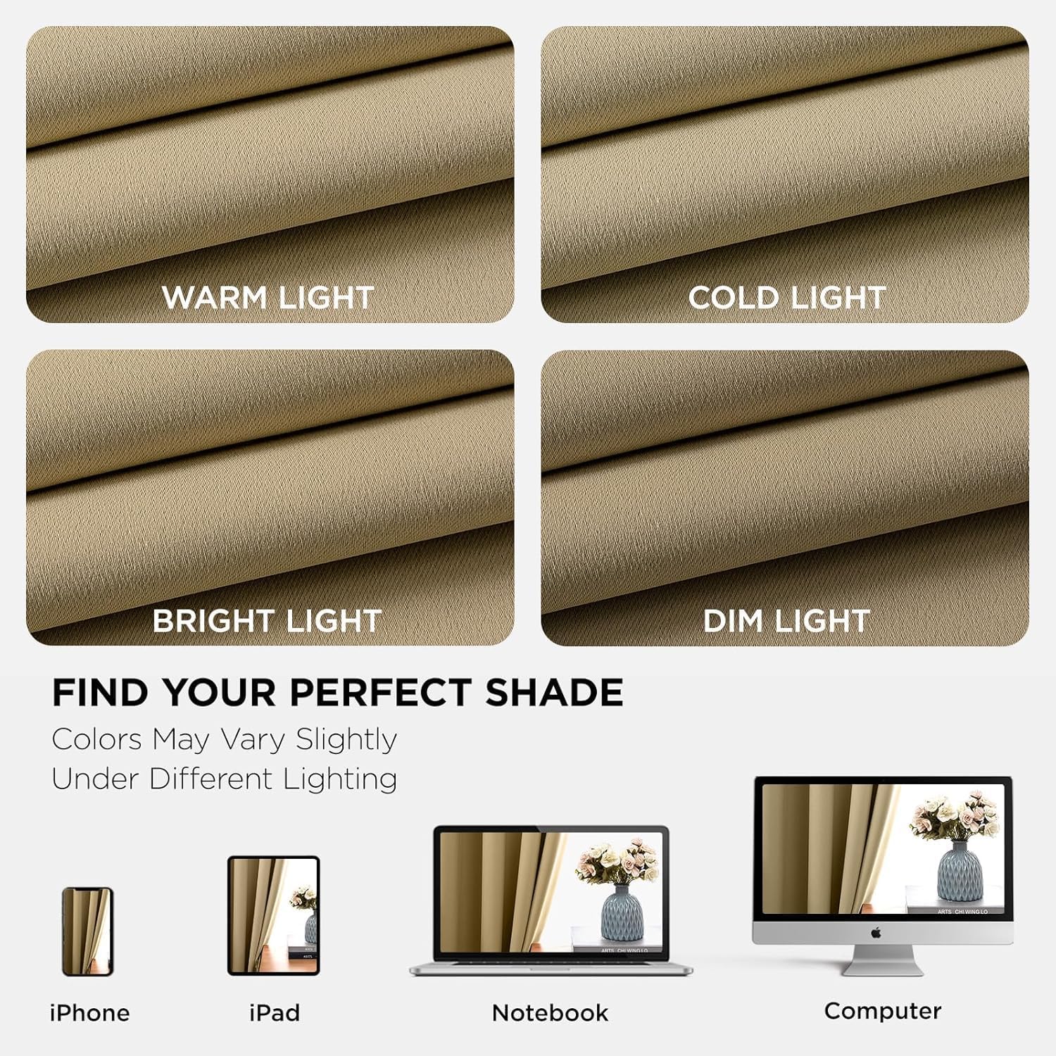 Thumbnail 6 de Joydeco Rideau Occultant 2 Pièces Beige