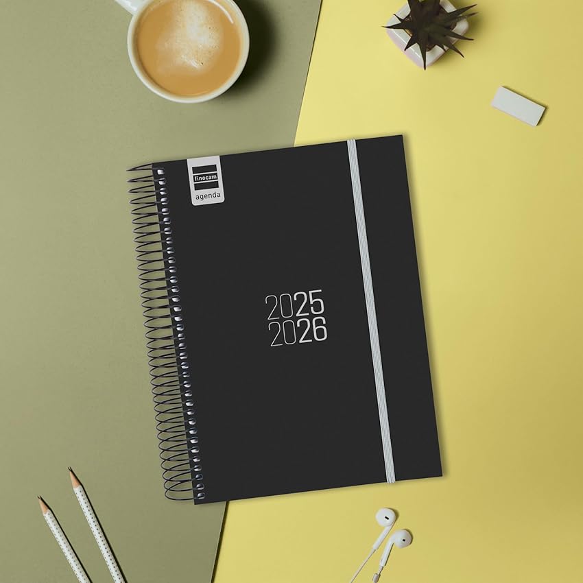 Thumbnail 1 de Finocam Agenda Espir 2025-2026: una página por día, septiembre 2025–agosto 2026, Negro