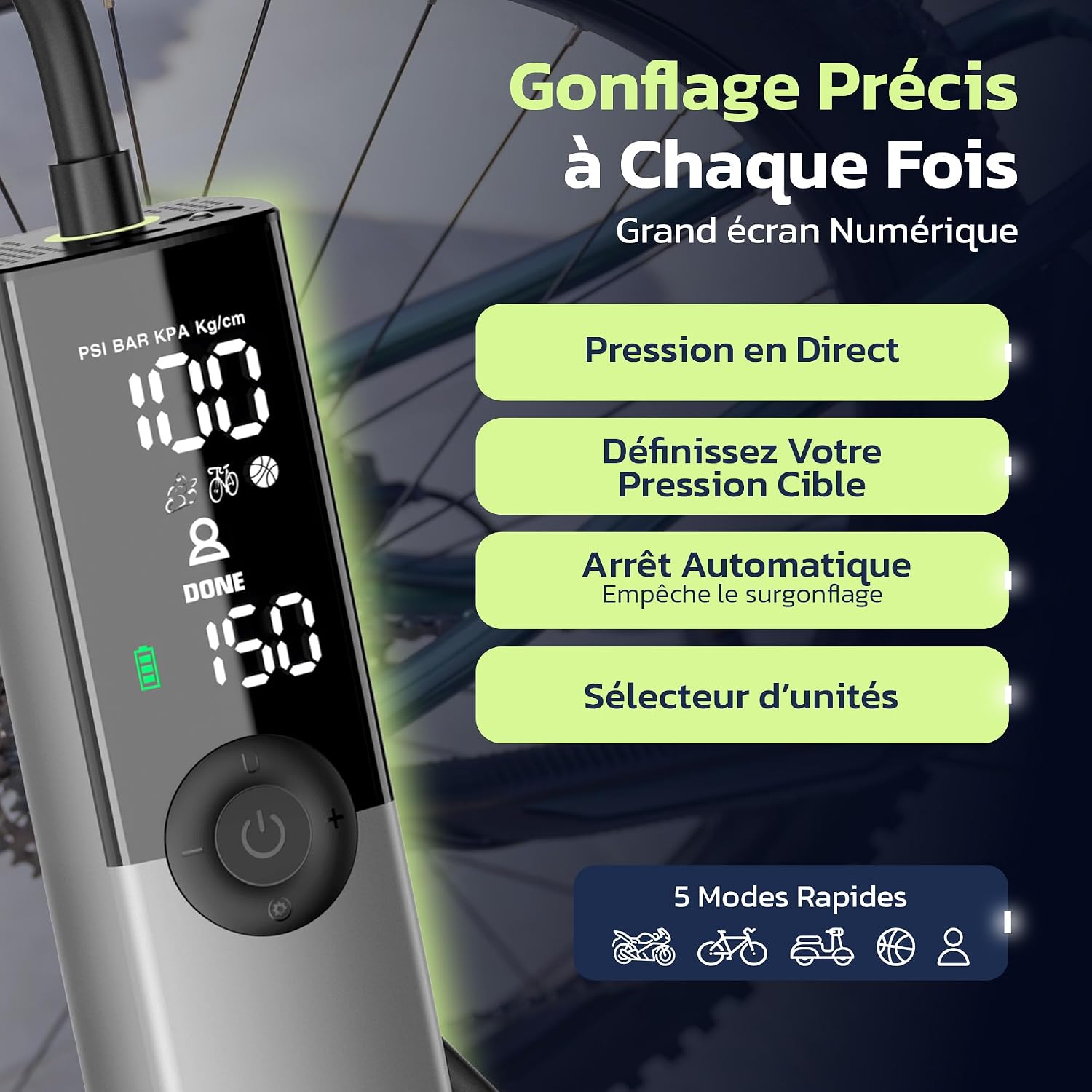 Thumbnail 4 de Woowind Ventus Ride BP188G elektrische fietspomp, 10,3 bar en USB-C