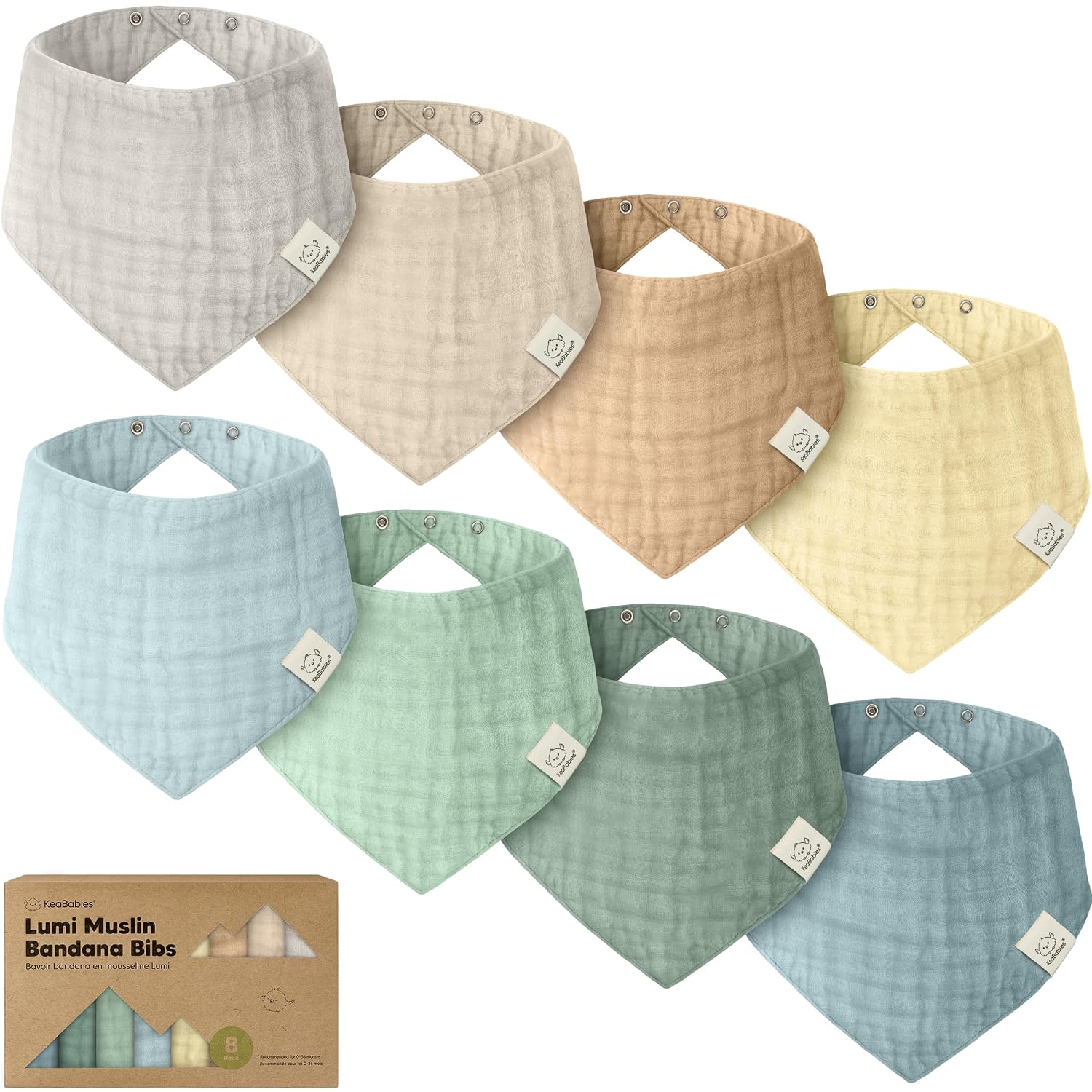 Detalle de 8er-Set Musselin Baby Lätzchen Mirage – Bandana-Lätzchen aus Baumwolle und Bambusviskose für Jungen und Mädchen
