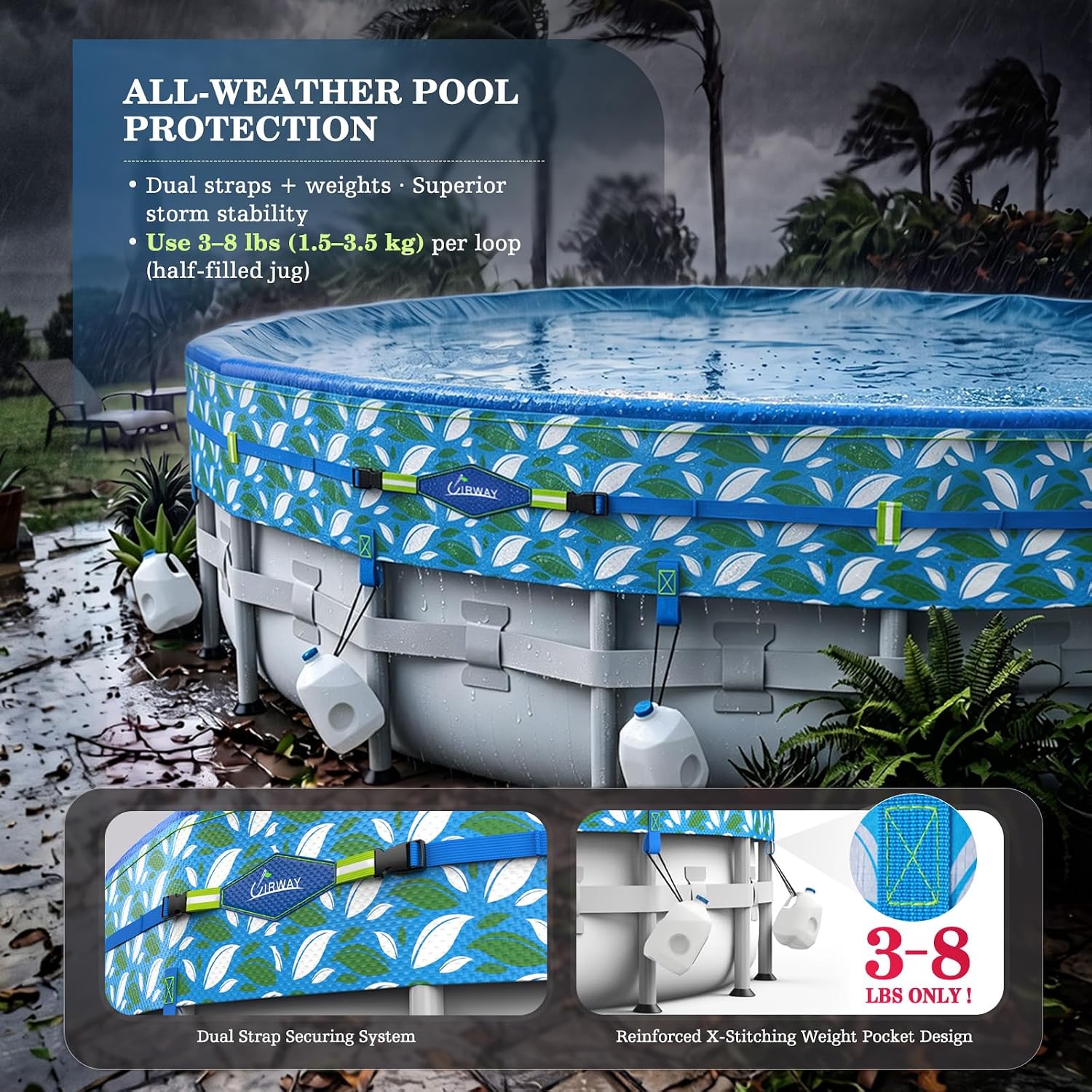 Detalle de UIRWAY Above-Ground Pool Winter Cover 24-Foot