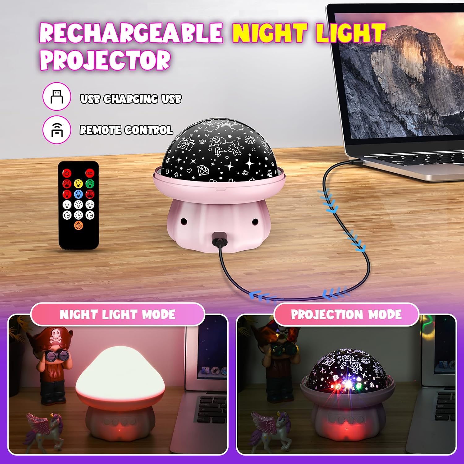 Thumbnail 6 de Hapikids Unicorn Night Light Projector 360°