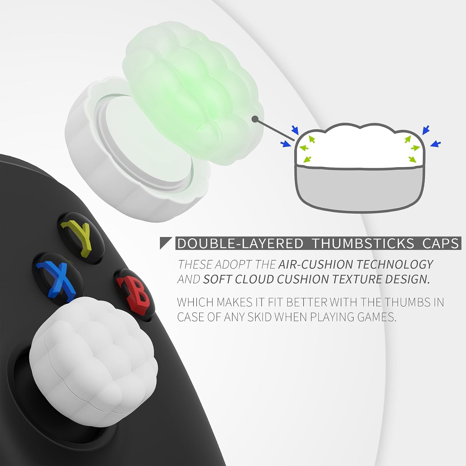 Detalle de PlayVital Thumbs Cushion Caps for PS5 controllers