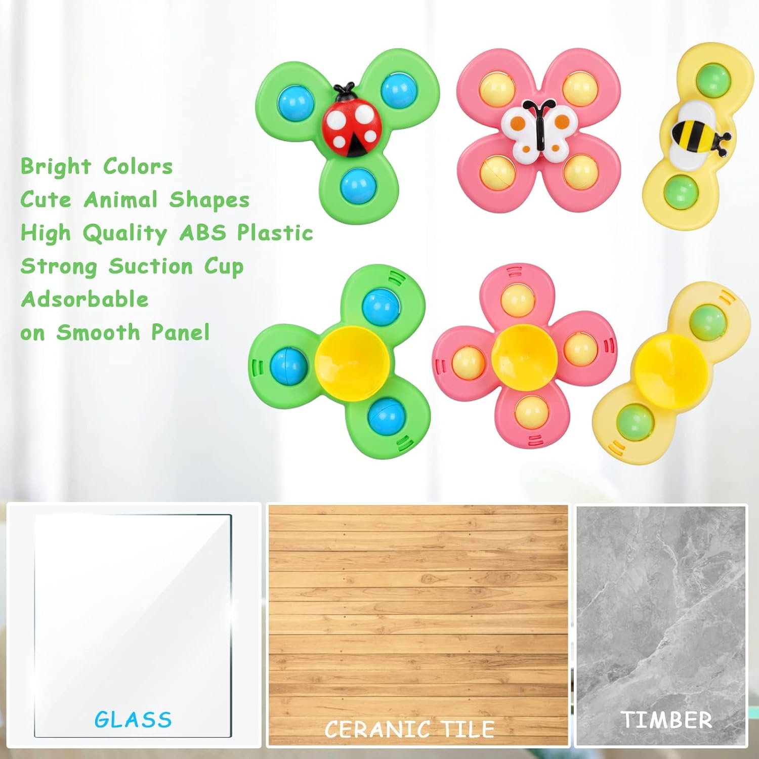 Thumbnail 2 de Ainiv 3PCS Suction Cup Spinner Toy for Baby – Sensory Spinners for Toddlers 1–3 years