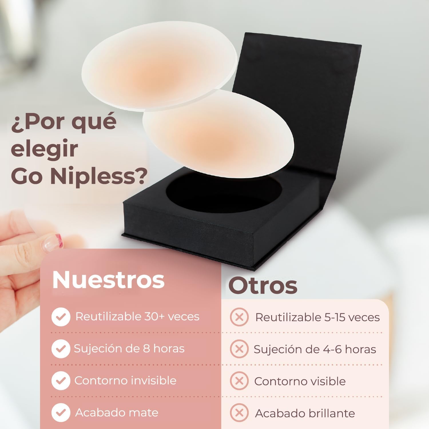 Thumbnail 3 de Go Nipless Cubrepezones invisibles de silicona reutilizables con protector de pezón extraíble