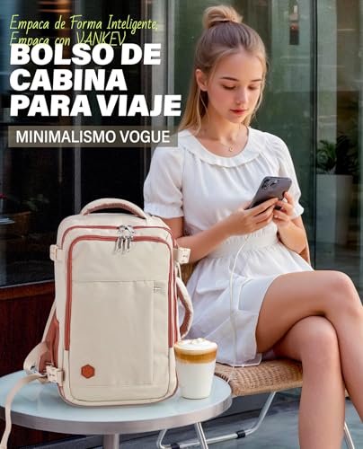Detalle de Mochila VANKEV Viaje Cabina 40x20x25 cm (20L) para Ryanair: cabina eficiente para portátil de 14