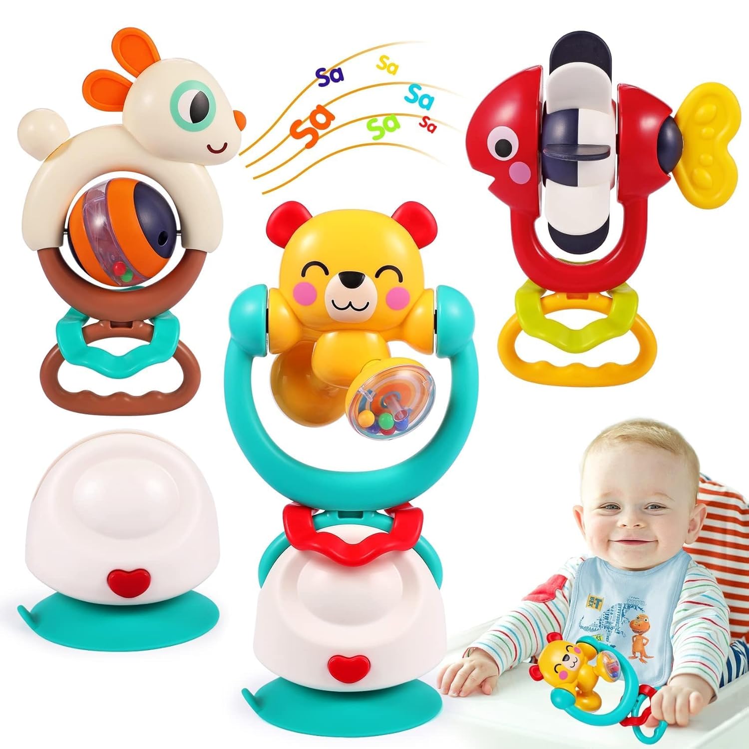 Baby Toys 6-12 Months Suction Rattles
