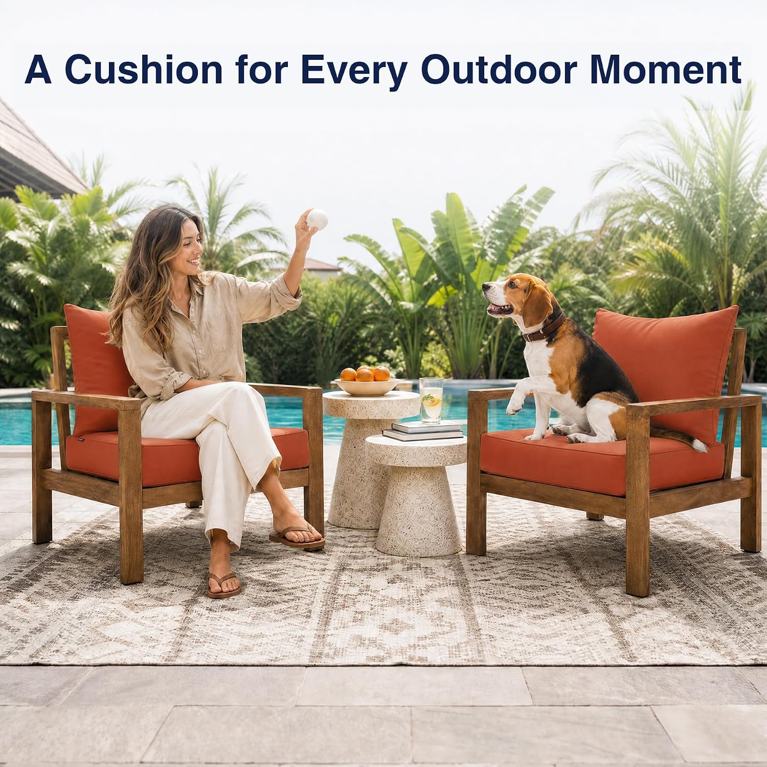 Thumbnail 6 de Favoyard ZD005 Outdoor Patio Cushion Set, 22-Inch Red Seat & Back Cushions