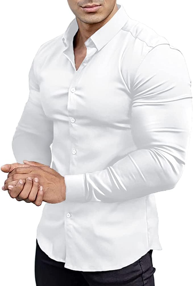 Detalle de EOUOSS Men's Muscle Fit Dress Shirt