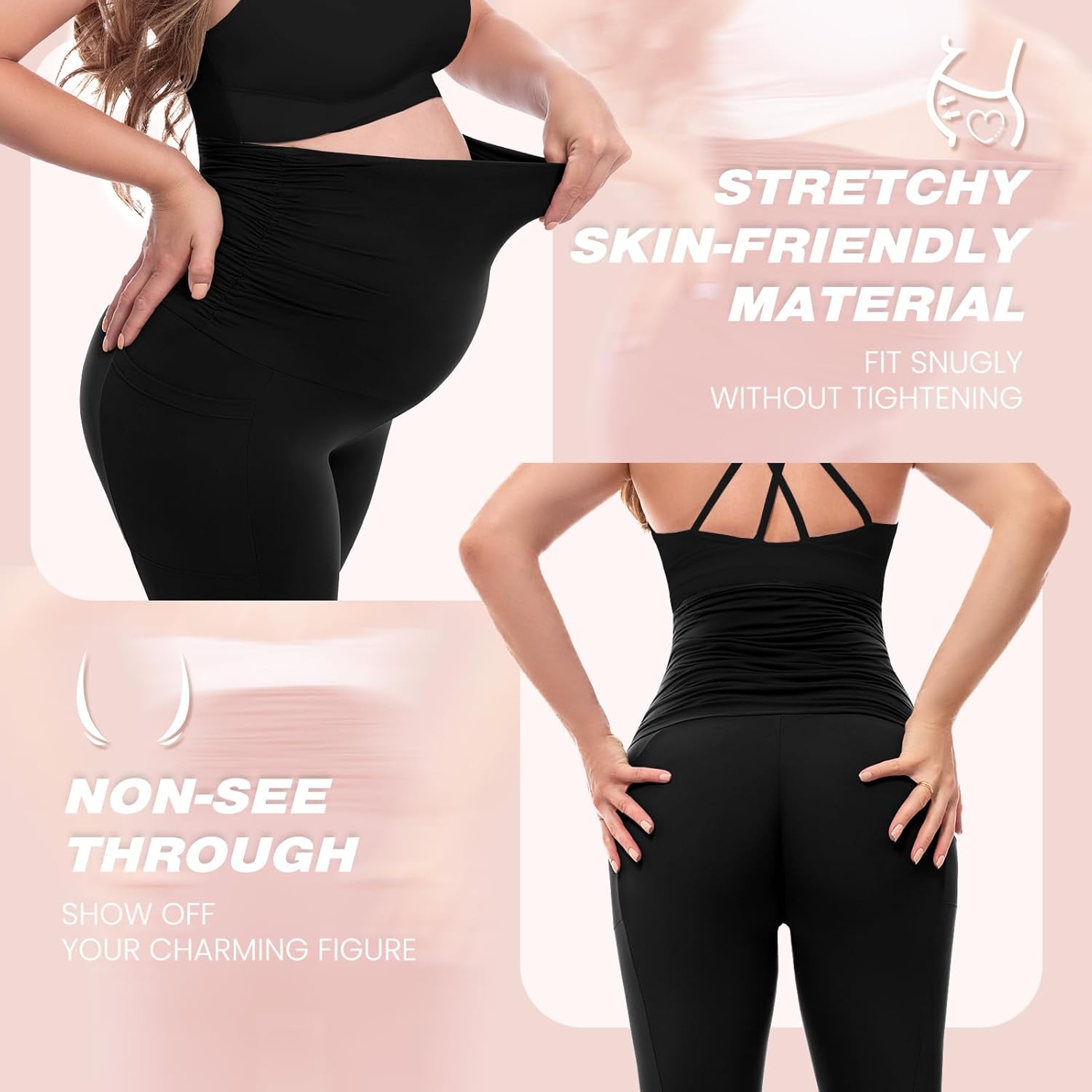 Detalle 2 de SINOPHANT Damen Umstandsleggings Hohe Taille Schwangerschaftsleggings 256 GB