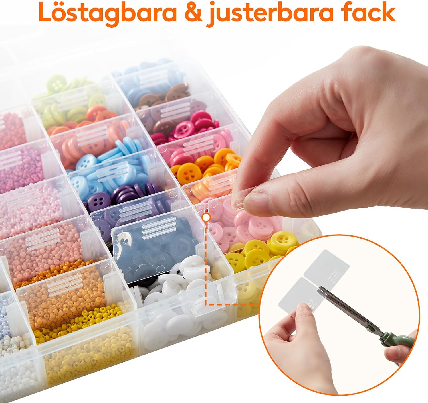 Thumbnail 2 de Lifewit 22051 sorteringslådor, 3-pack i transparent PP med justerbara fack