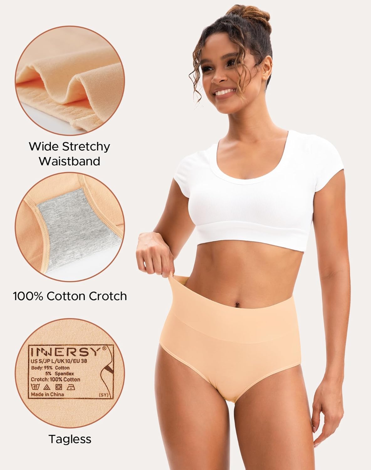 Thumbnail 3 de INNERSY Women's High-Waisted Cotton Panties 5-pack 🩲