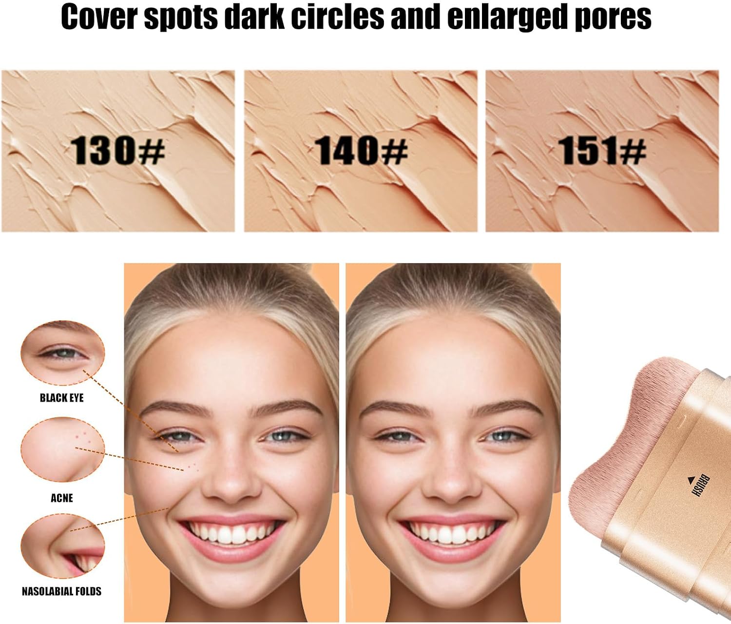Thumbnail 3 de Correttore Catlinez 2 in 1: copre acne, imperfezioni e occhiaie con pennello morbido (40 g) naturale