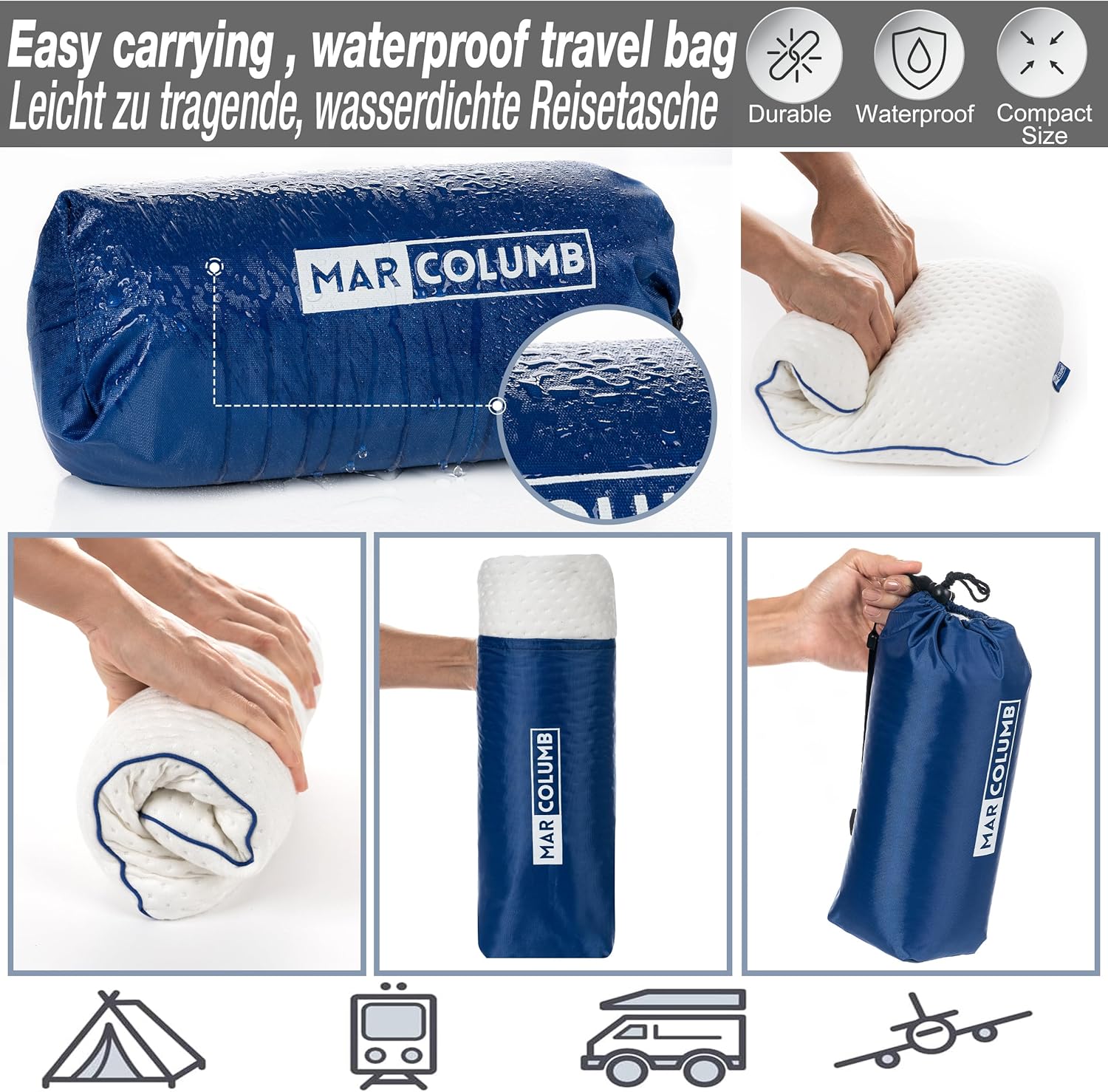 Thumbnail 3 de Marcolumb Cuscino da viaggio: supporto ergonomico per il collo in memory foam con federa termoregolante