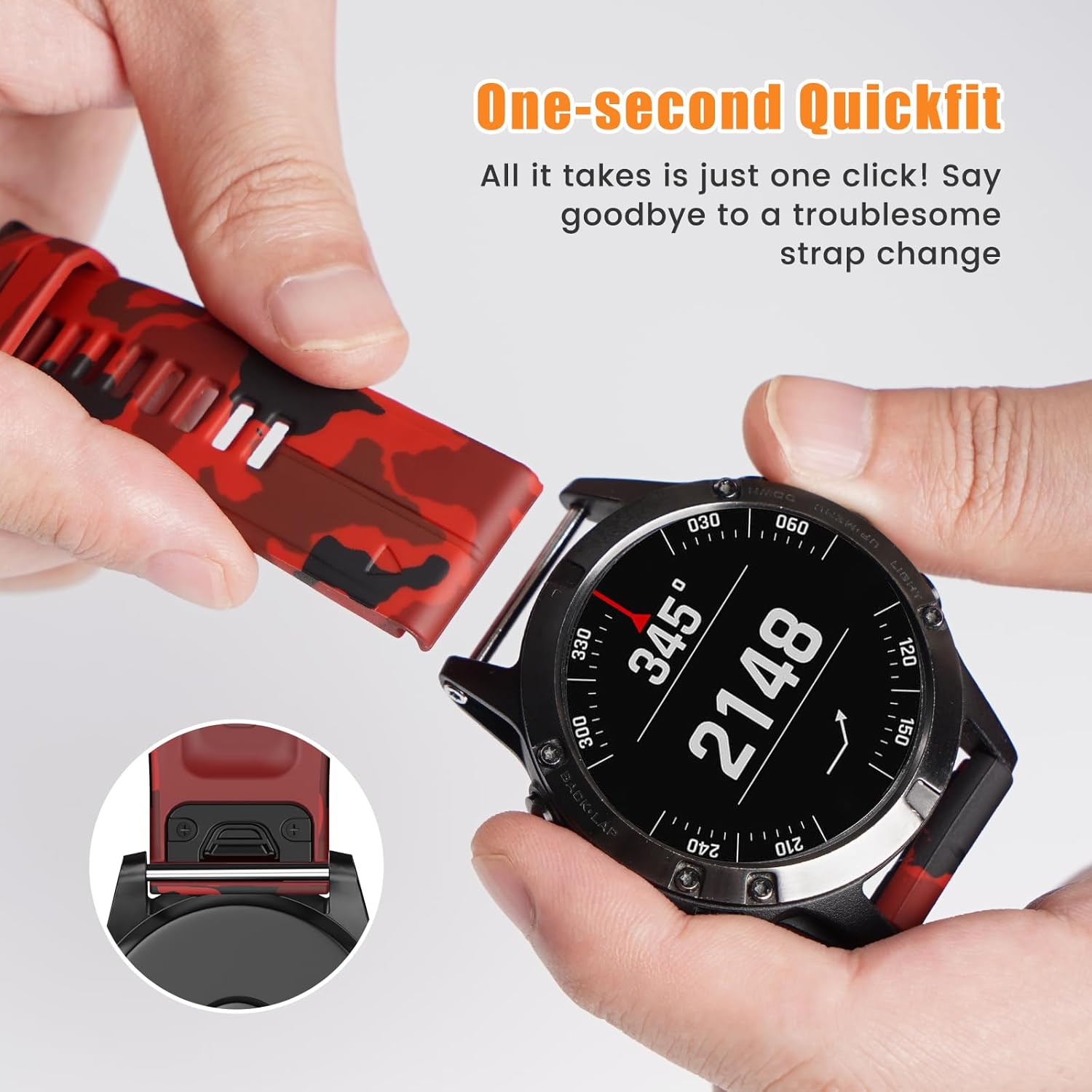 Thumbnail 3 de Replacement 22mm Quick Release Watch Strap for Garmin Fenix, Forerunner, and Instinct Series