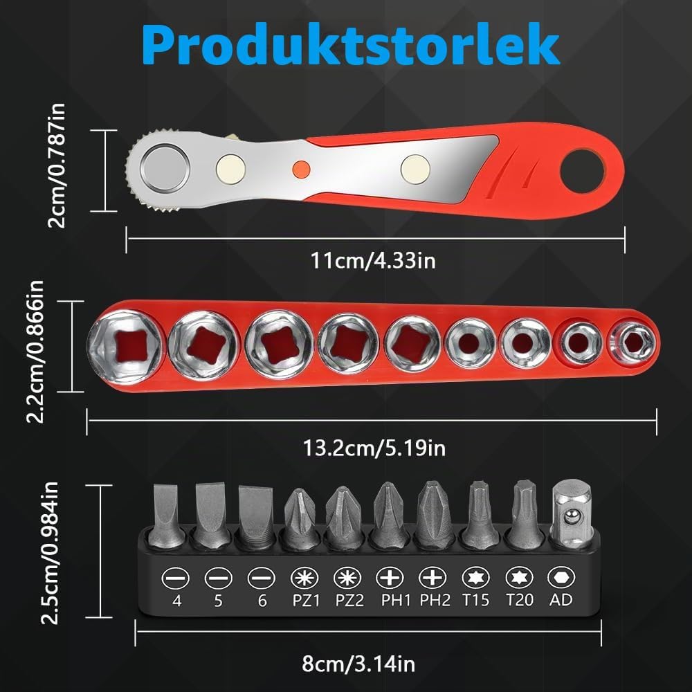 Detalle 2 de OSDUE P2-TLH20240226-B minispärrskruvmejsel med magnetisk bitshållare