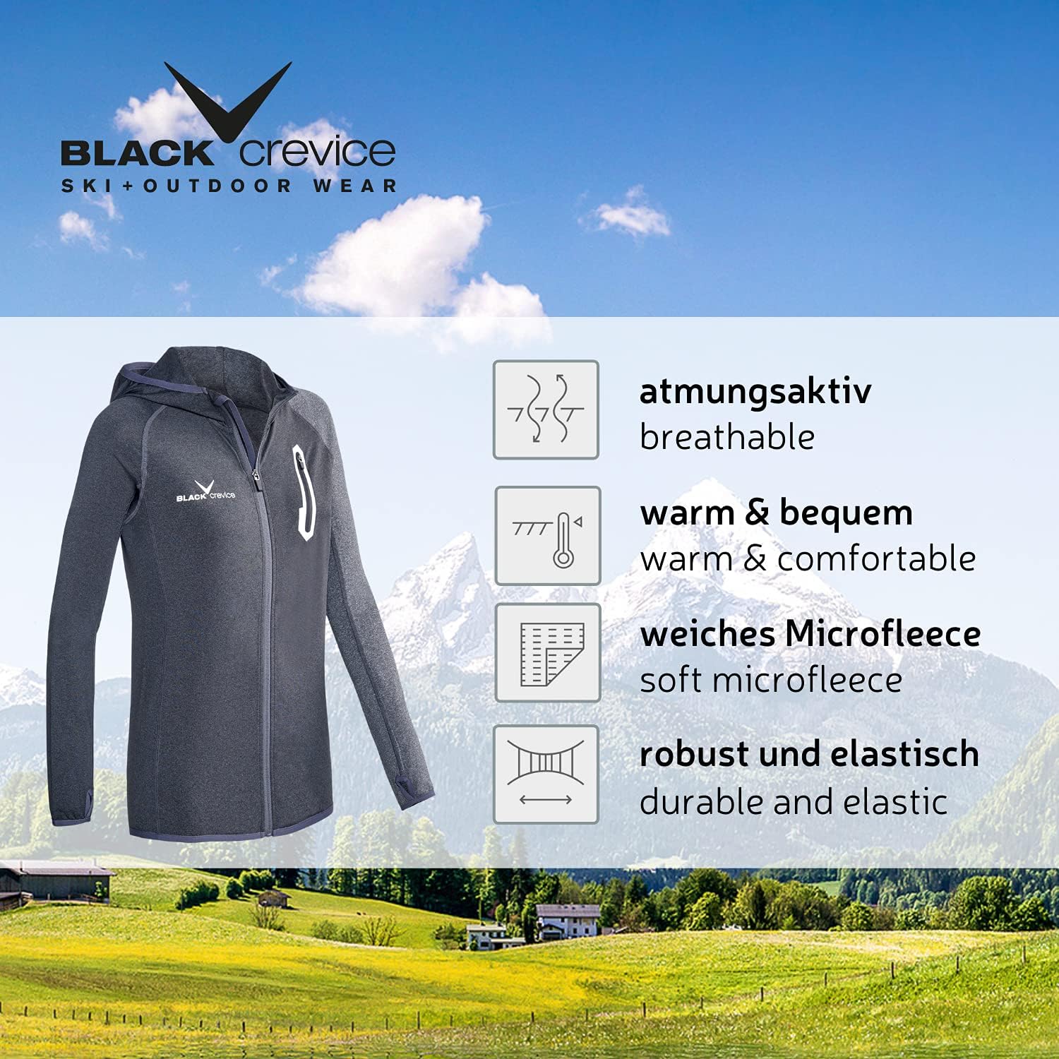 Thumbnail 3 de Black Crevice Micropile da donna Second Layer con cappuccio — blu acciaio/rosa