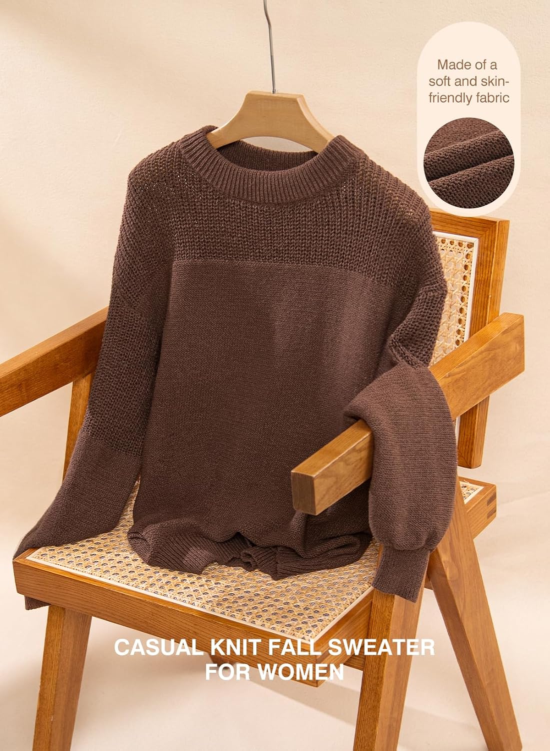 Detalle 2 de Dokotoo DA5W2724698-P Women's Loose Crewneck Knit Sweater
