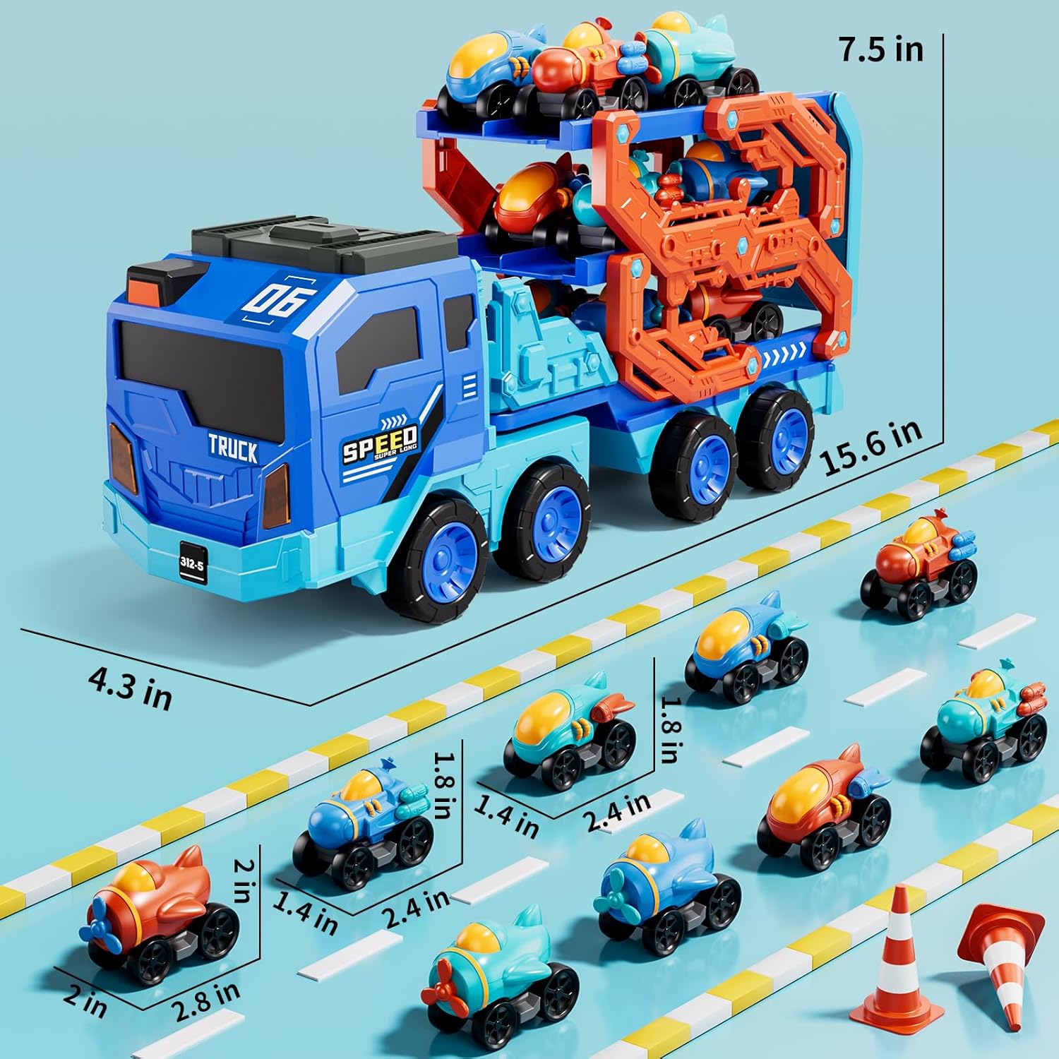 Thumbnail 1 de IHAHA 10-in-1 Foldable Space Truck carrier with 9 cars 🚚