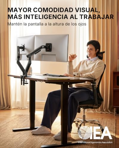 Thumbnail 8 de HUANUO FlowLift Pro: Soporte monitor doble 13–32" con Brazo MechaSpring y montaje VESA sin herramientas