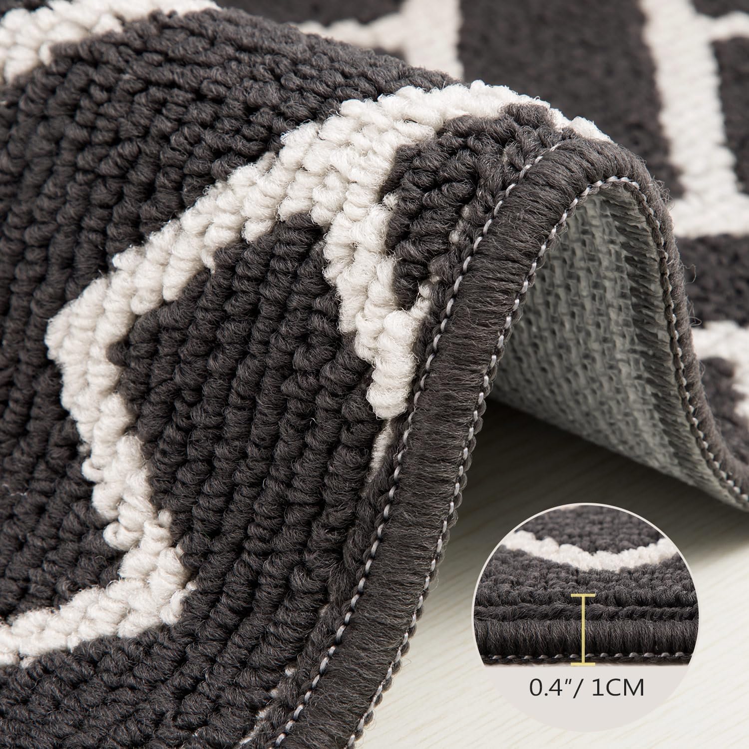 Detalle de hicorfe 32" x 48" Indoor Doormat, Charcoal Polypropylene with TPR Backing