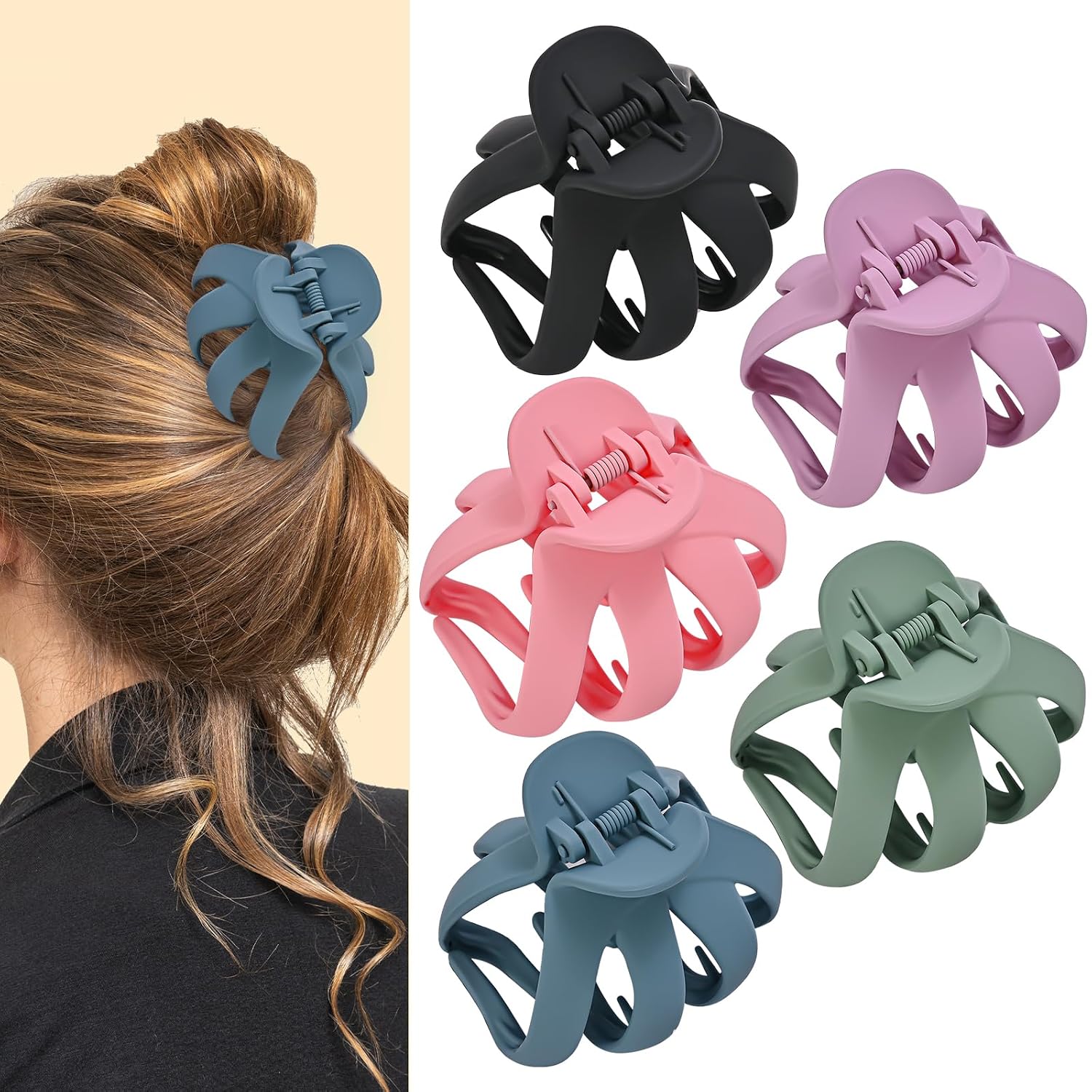 Thumbnail 6 de Lolalet Octopus Haarklammer im 5er-Set – breite Haarspangen für dickes, lockiges langes Haar
