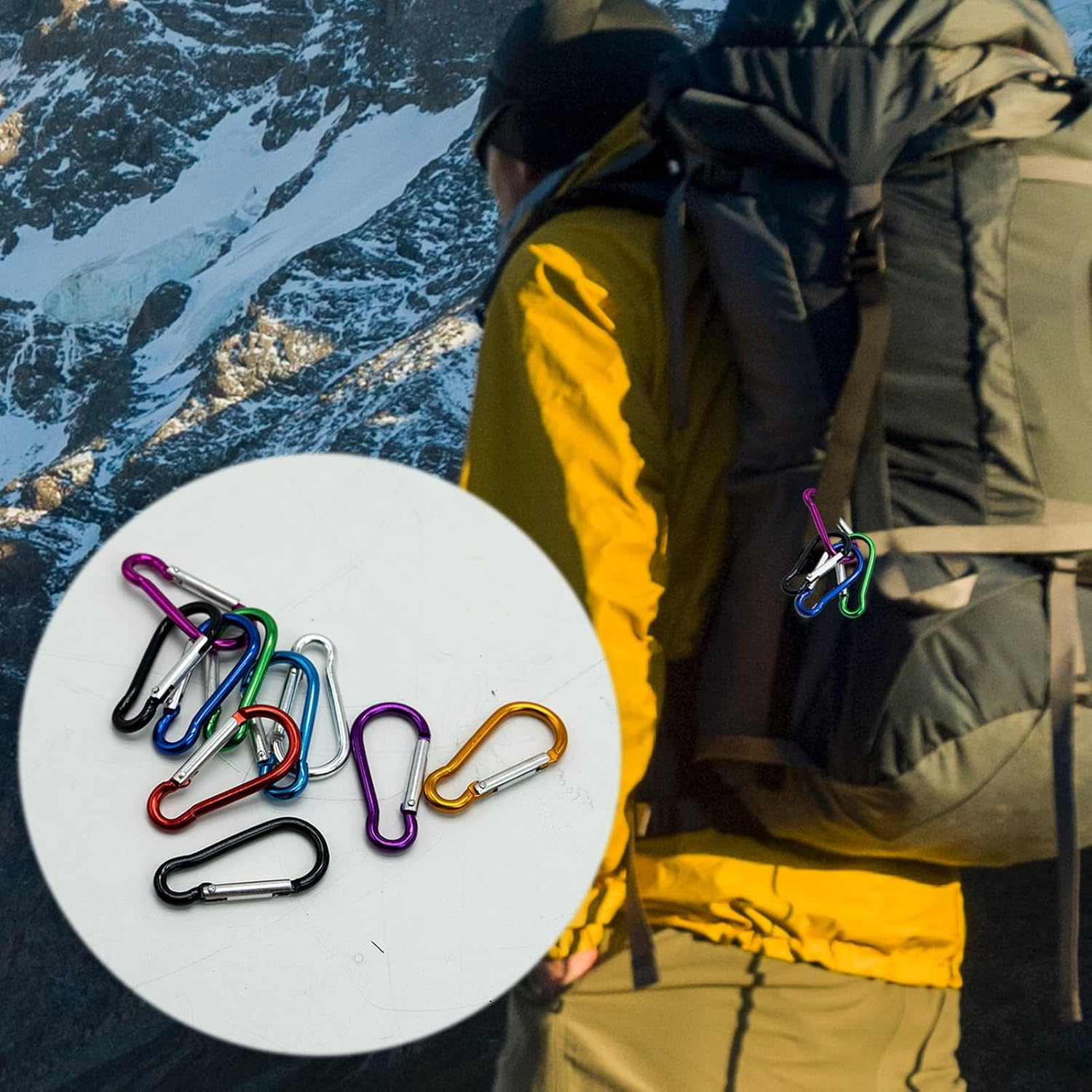 Thumbnail 6 de 10 Pcs Carabiner Clip 46mm Multicolor Locking Key Chain Clips