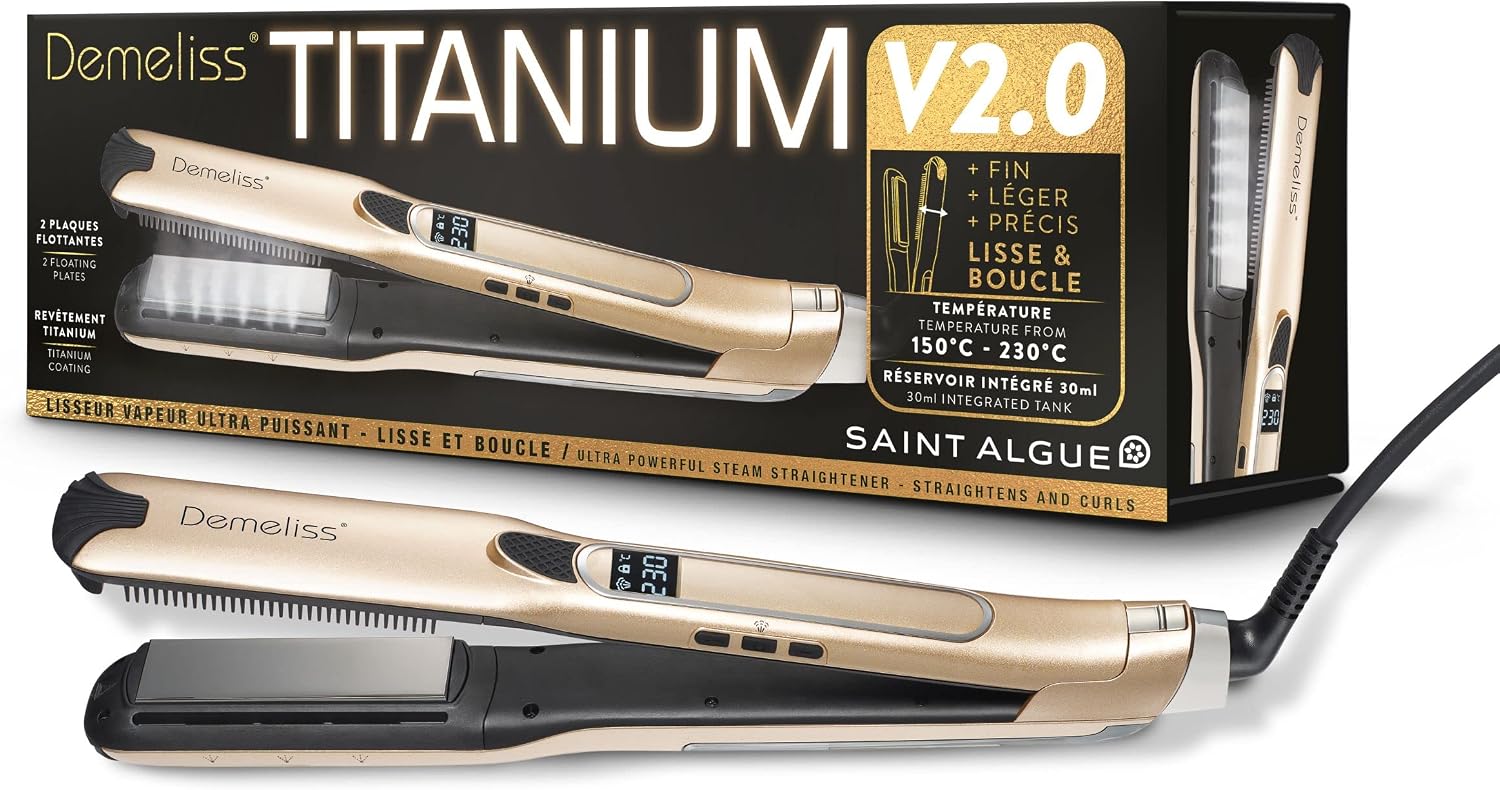 Thumbnail 5 de Demeliss Lisseur Vapeur Titanium V2.0 — Plaques flottantes, 2 en 1: lisser et boucleur, 5 niveaux de chaleur