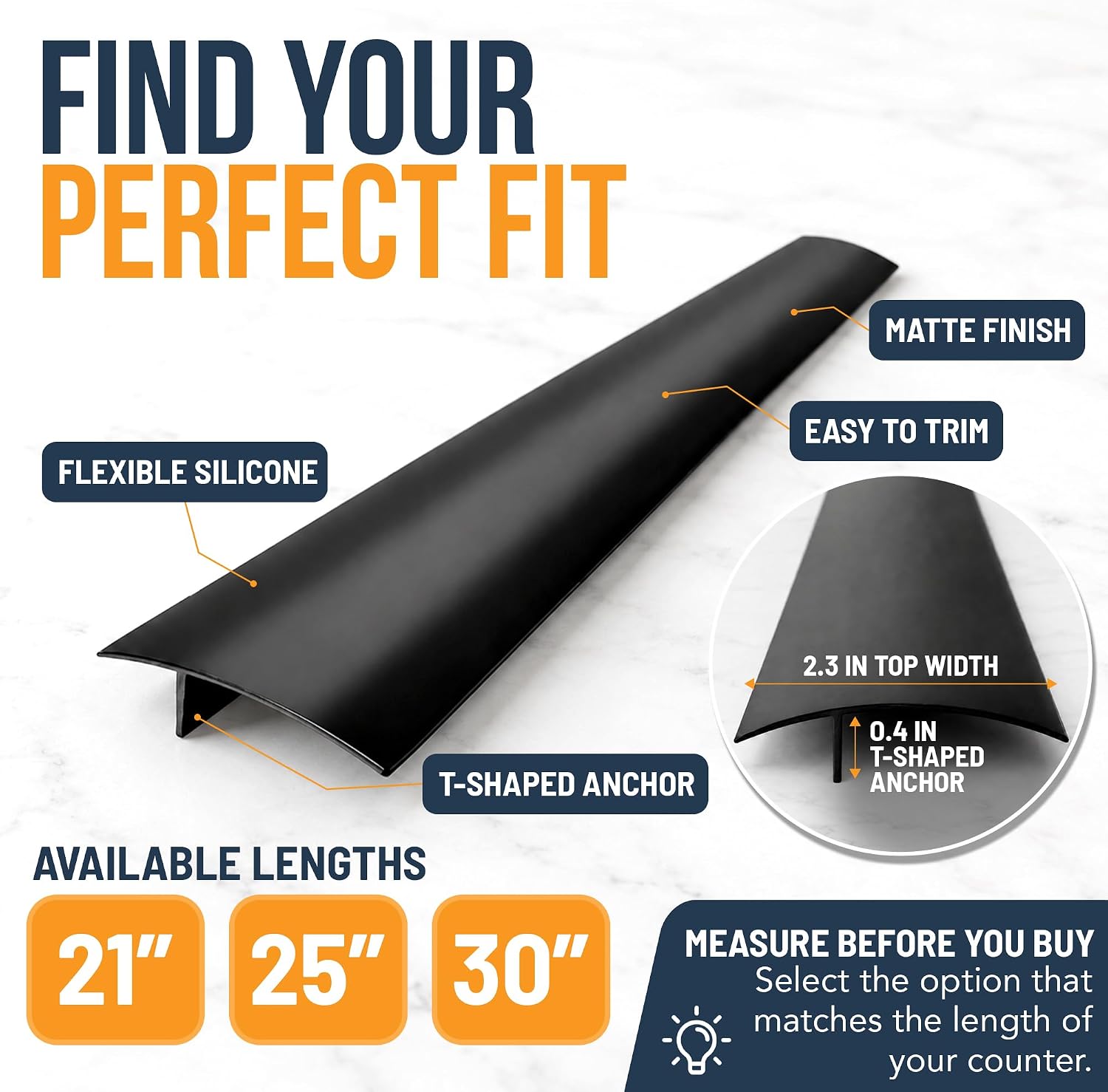 Thumbnail 1 de Linda’s Essentials Silicone Stove Gap Covers (2 Pack) – 25 Inches, Black