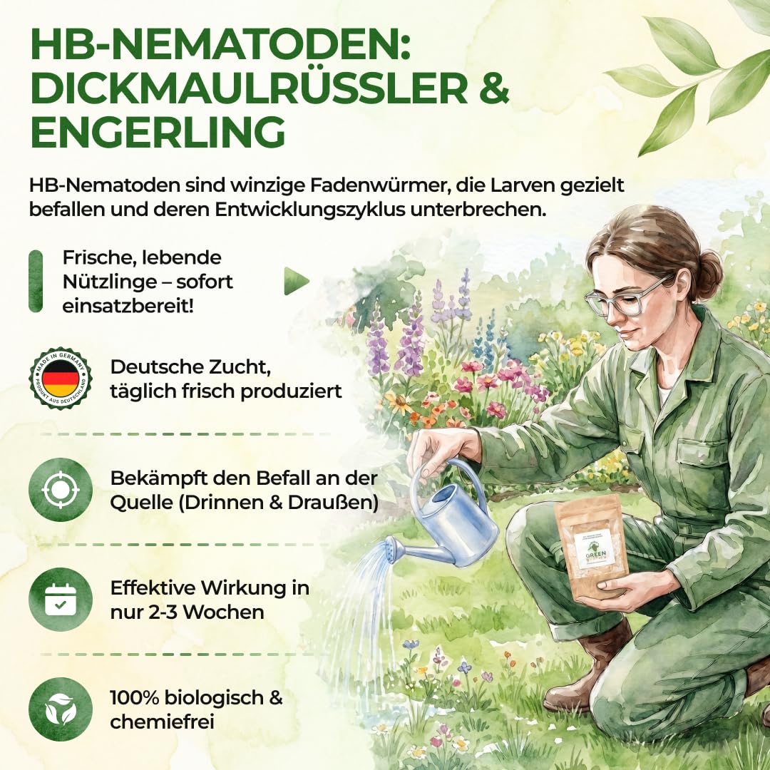 Detalle de GREEN GUARDIA Power HB-Nematoden gegen Dickmaulrüssler & Engerlinge – 25 Mio. (50m²)