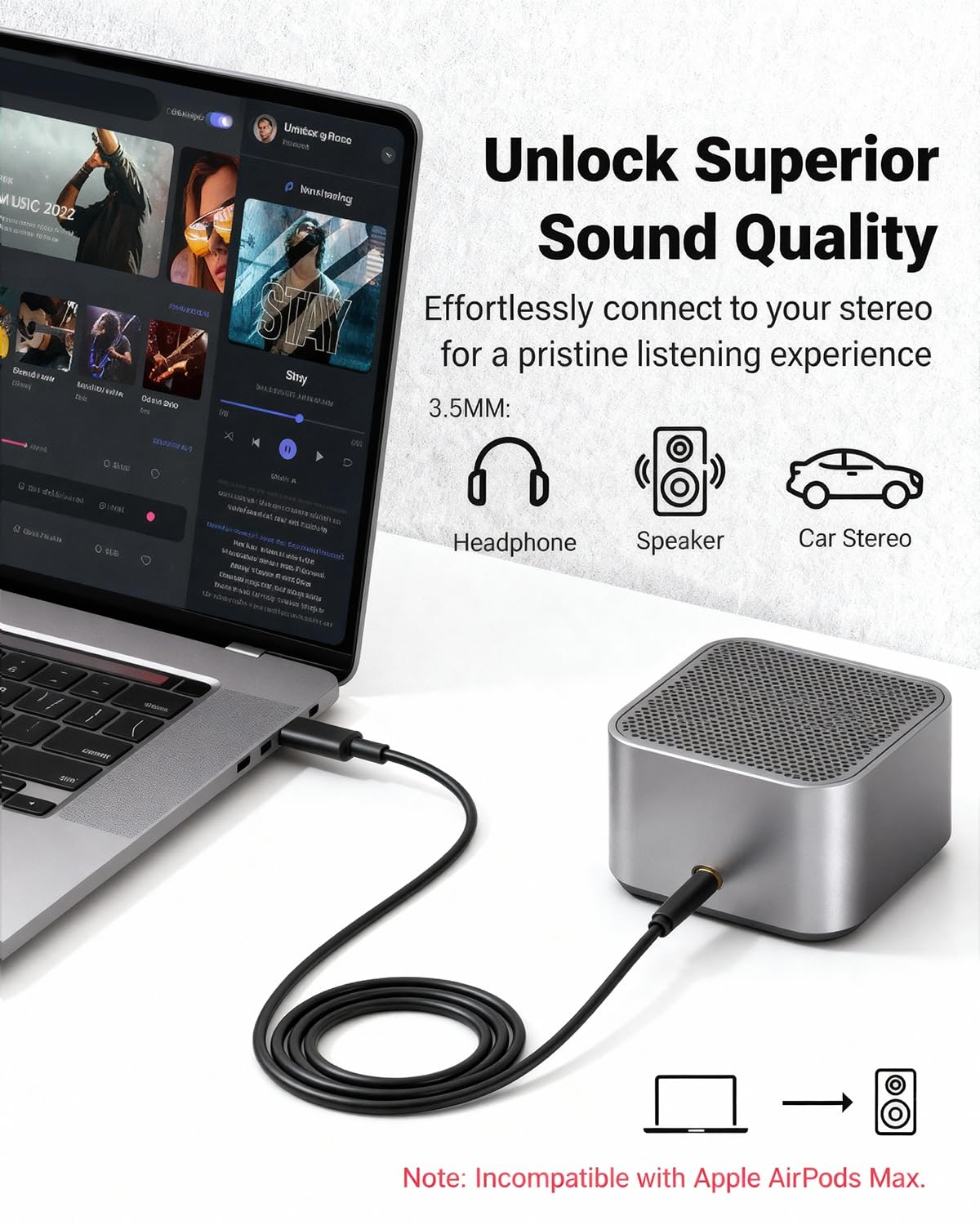 Detalle 2 de Seulliya SeuAa200502 USB-C to 3.5mm Aux Cable, MFi, 2-Pack