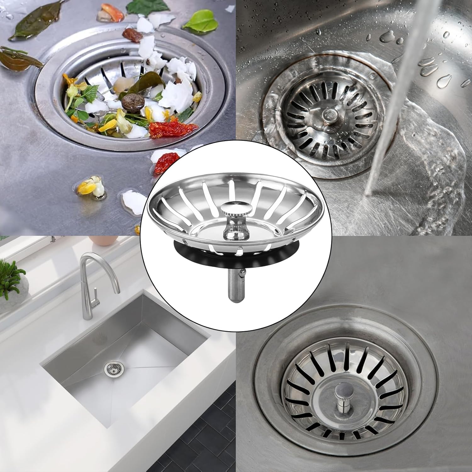Thumbnail 6 de Sink Plug Strainer, 78mm Stainless Steel Sink Stopper and Filter – Dual Function with Fine Mesh
