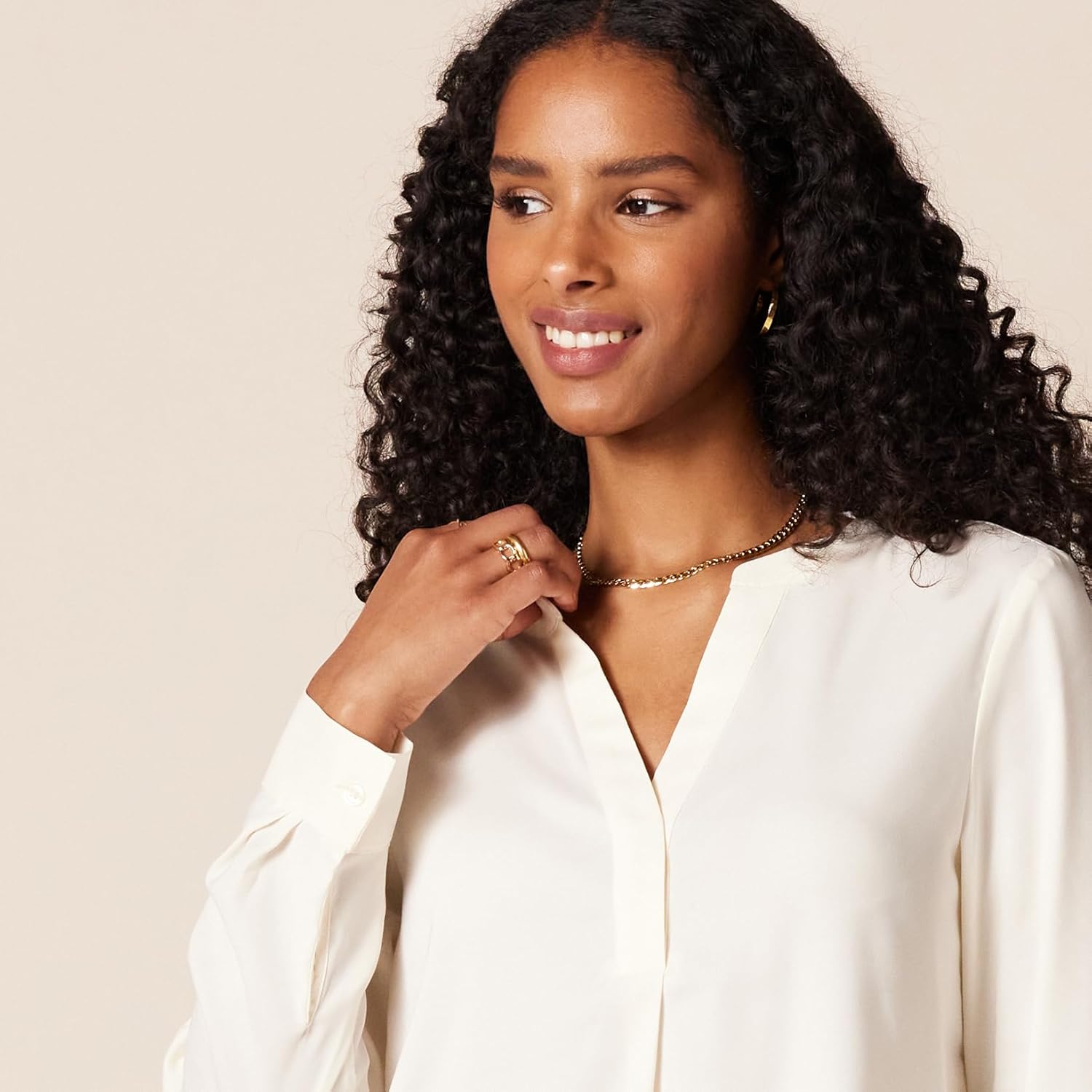Thumbnail 2 de Amazon Essentials Damen Langärmlige Popover-Bluse aus Georgette mit lockerer Passform