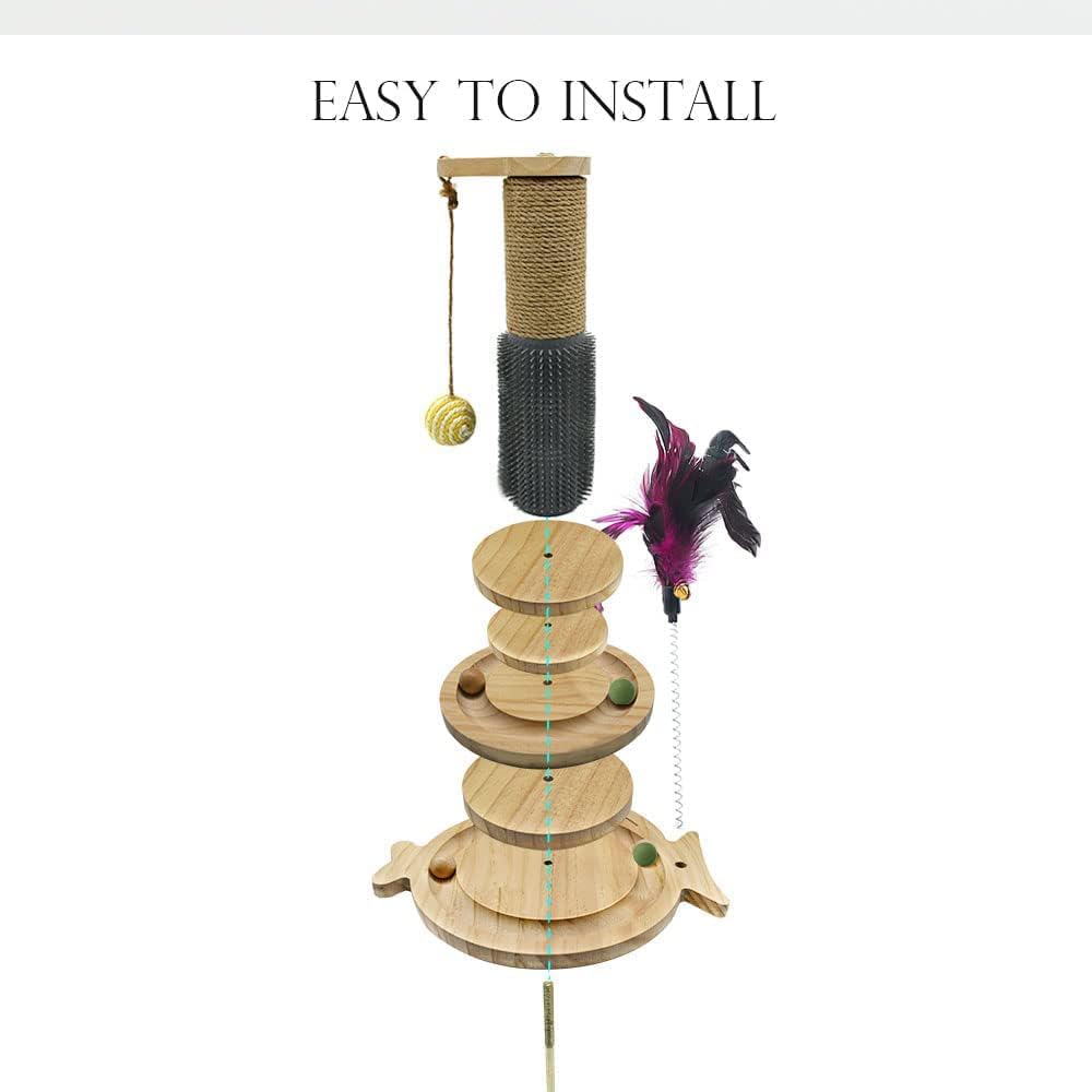 Thumbnail 6 de Marchul 5 in 1 Cat Toys scratching post with sisal, massage brush and interactive play tower