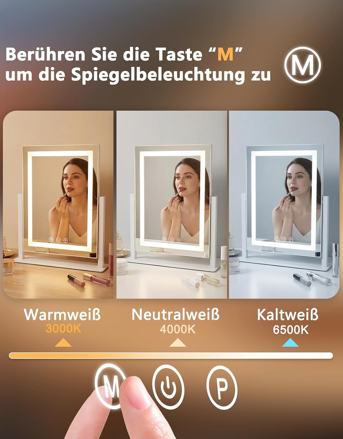 Thumbnail 1 de Mursche Hollywood-make-upspiegel 25 x 30 cm met dimbare ledverlichting